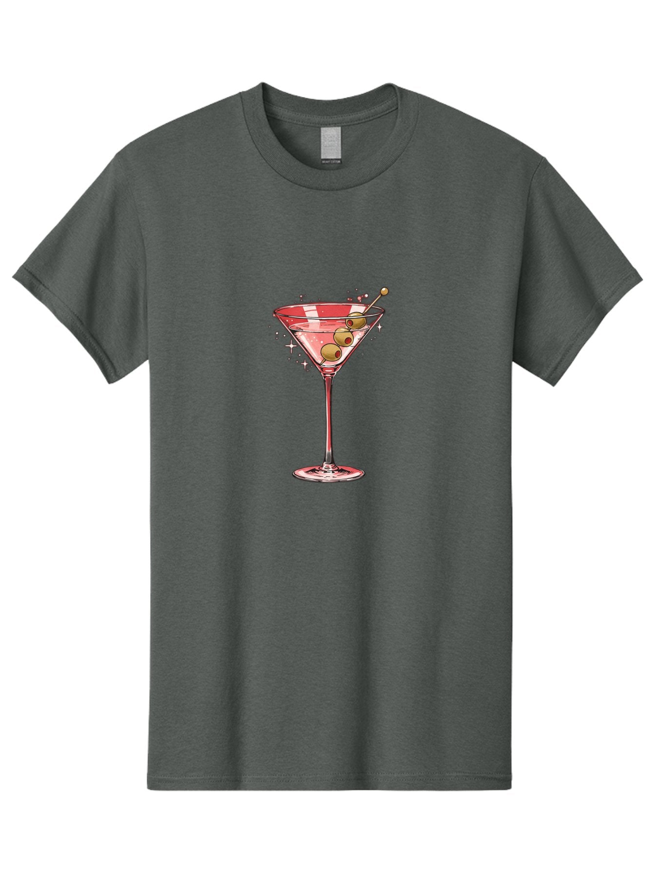 Dirty-Martini-3 Men'S Graphic Tee, 100% Cotton, Comfortable Casual Summer Wear, Machine Washable, Martini Glass, Clear Liquid, Green Olives, Cocktail, Luxury Drink, Elegant Glassware, Classic Cocktail, Sophisticated Beverage, Glamorous Drink Bad002 15