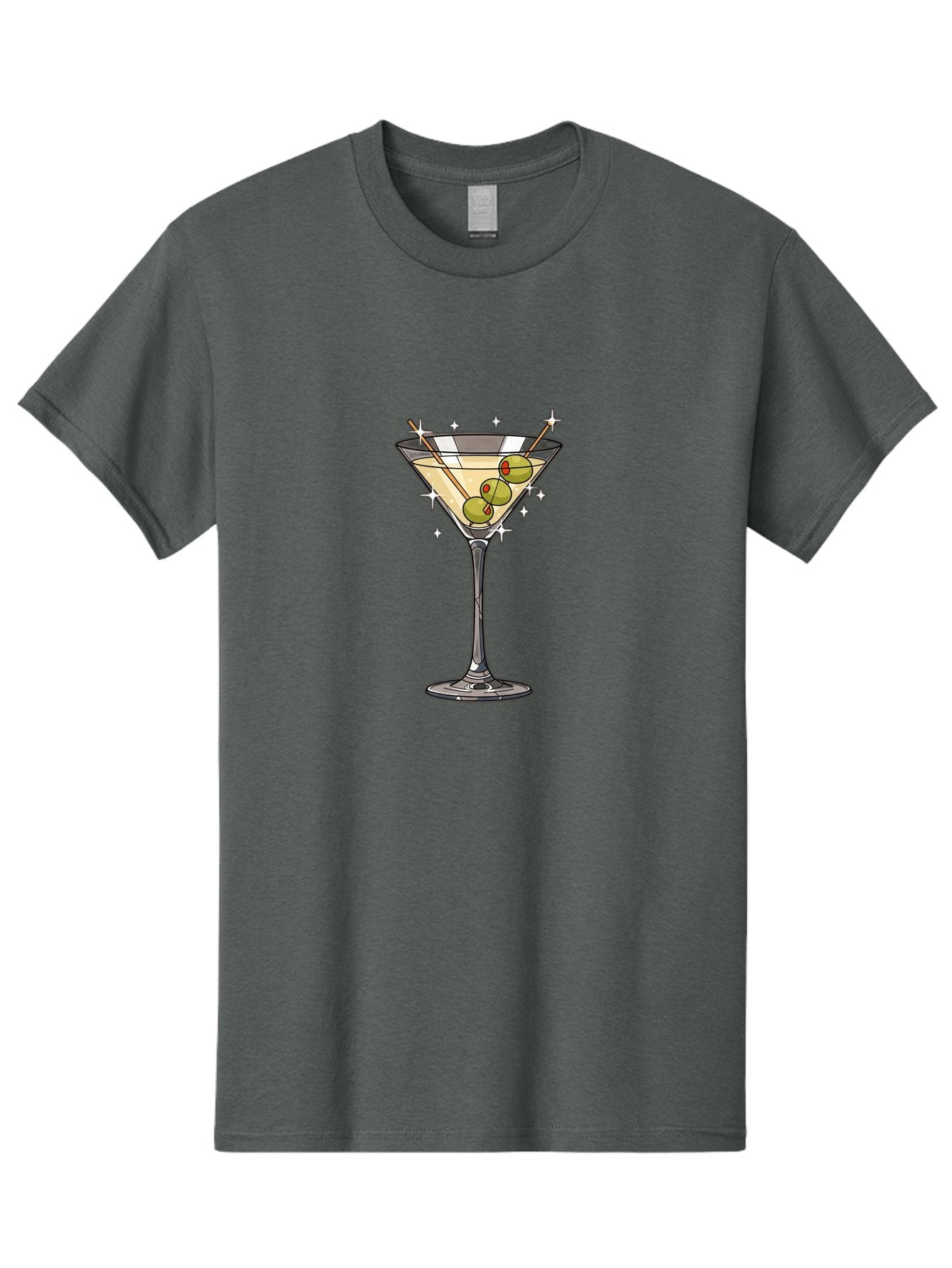 Dirty-Martini Men'S Graphic Tee, 100% Cotton, Comfortable Casual Summer Wear, Machine Washable, Martini Glass, Cocktail Glass, Olives On A Stick, Green Olives, Classic Cocktail, Elegant Drink, Sophisticated Beverage, Luxury Drink, Martini, Bad003 13