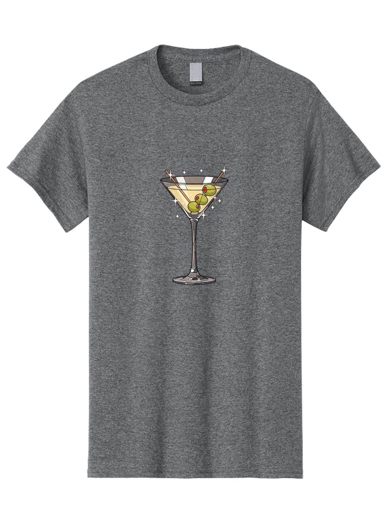Dirty-Martini Men'S Graphic Tee, 100% Cotton, Comfortable Casual Summer Wear, Machine Washable, Martini Glass, Cocktail Glass, Olives On A Stick, Green Olives, Classic Cocktail, Elegant Drink, Sophisticated Beverage, Luxury Drink, Martini, Bad003 10