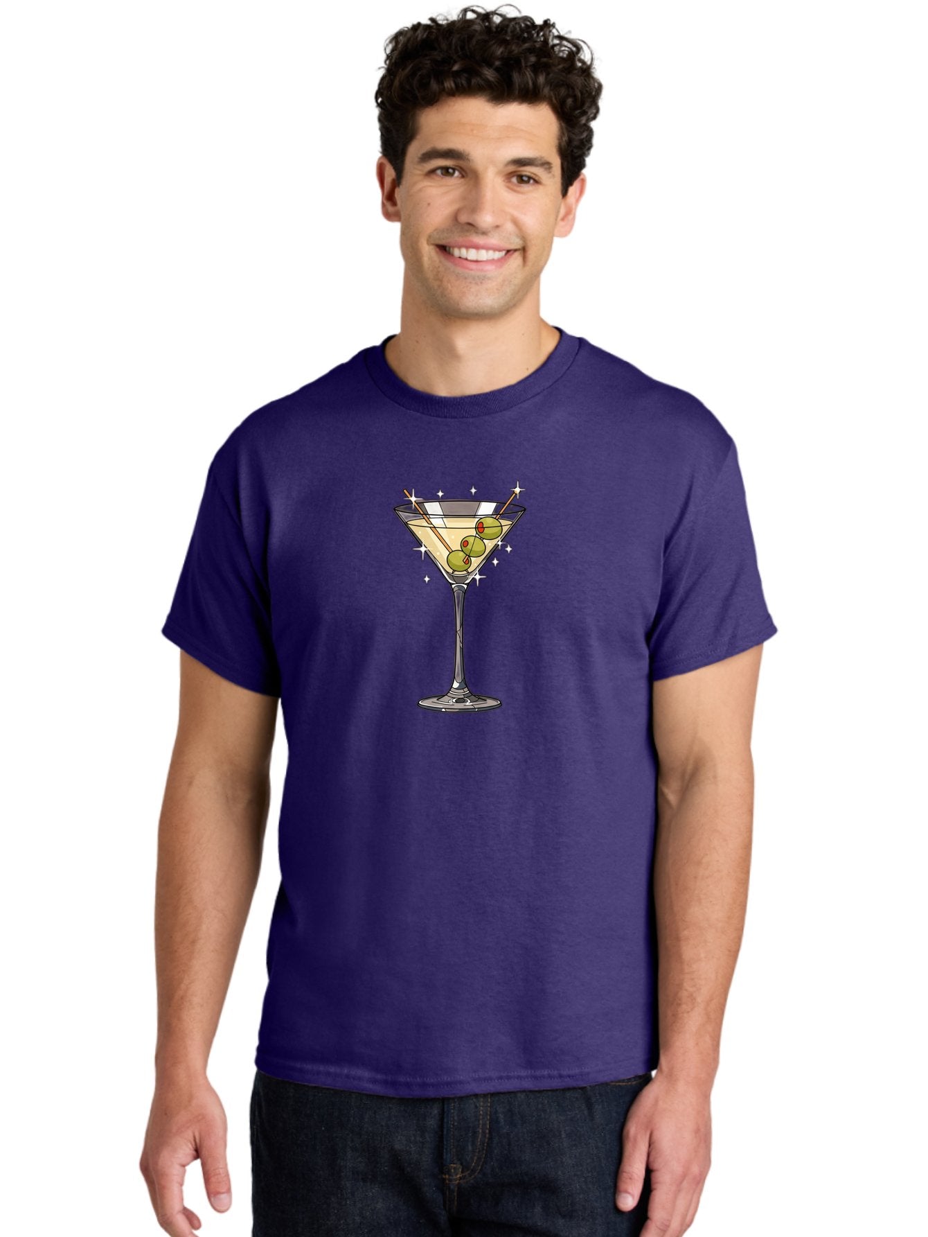 Dirty-Martini Men'S Graphic Tee, 100% Cotton, Comfortable Casual Summer Wear, Machine Washable, Martini Glass, Cocktail Glass, Olives On A Stick, Green Olives, Classic Cocktail, Elegant Drink, Sophisticated Beverage, Luxury Drink, Martini, Bad003 23