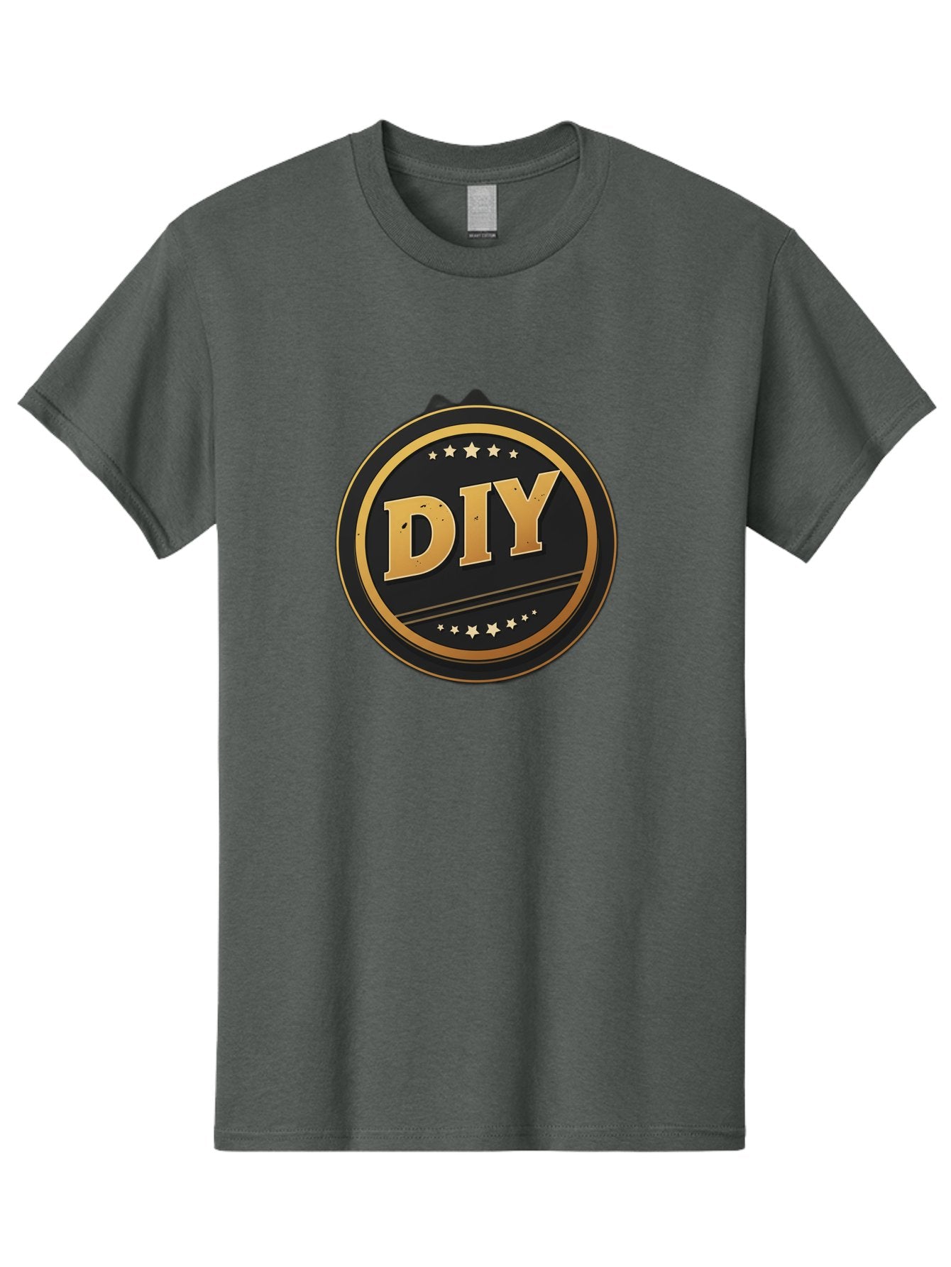 Diy-1 Men'S Graphic Tee, 100% Cotton, Comfortable Casual Summer Wear, Machine Washable, Diy Logo, Gold Lettering, Circular Design, Stars, Handmade, Crafting, Home Improvement, Diy Projects, Creative Ideas Bad009 3