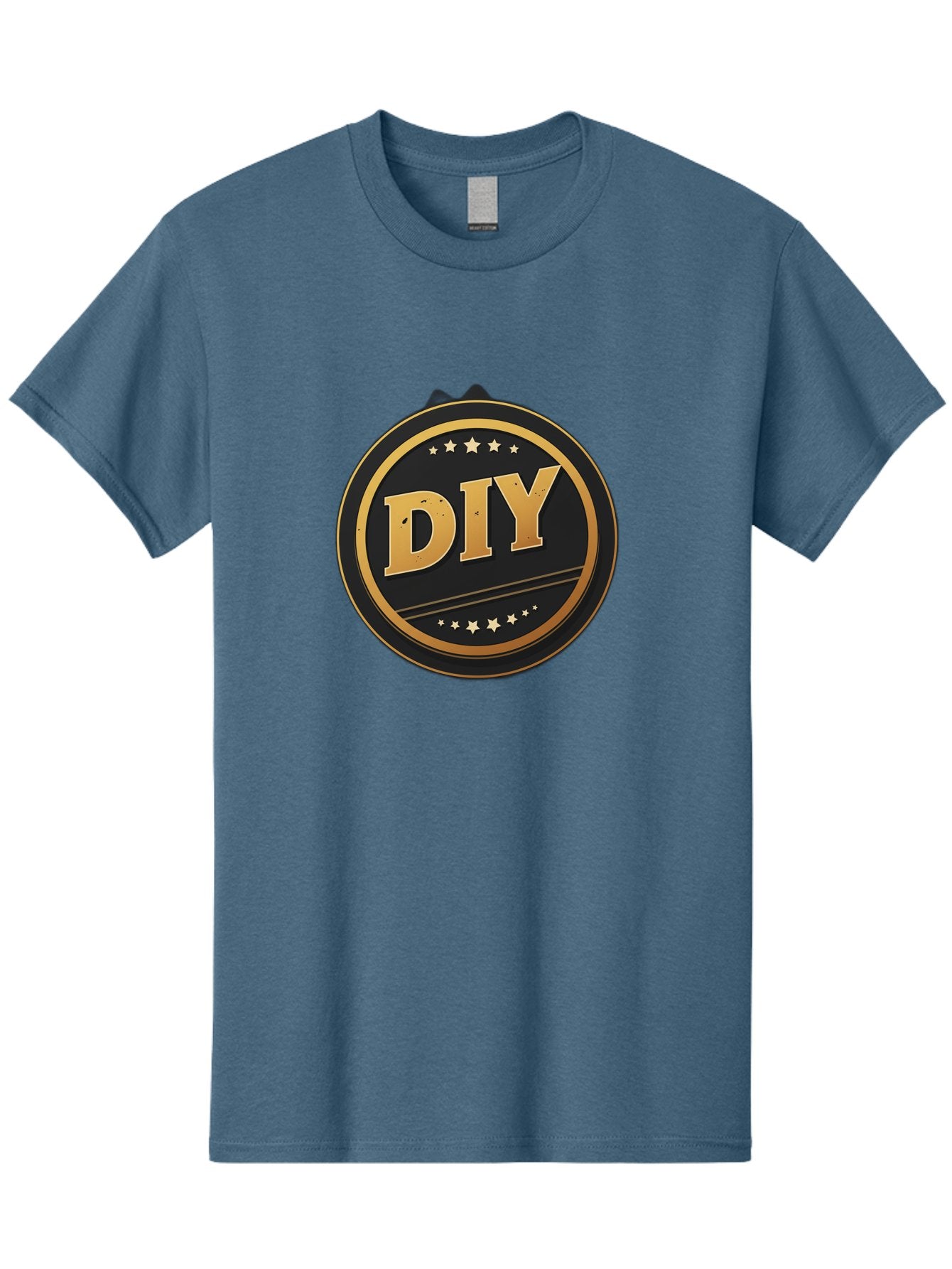 Diy-1 Men'S Graphic Tee, 100% Cotton, Comfortable Casual Summer Wear, Machine Washable, Diy Logo, Gold Lettering, Circular Design, Stars, Handmade, Crafting, Home Improvement, Diy Projects, Creative Ideas Bad009 9