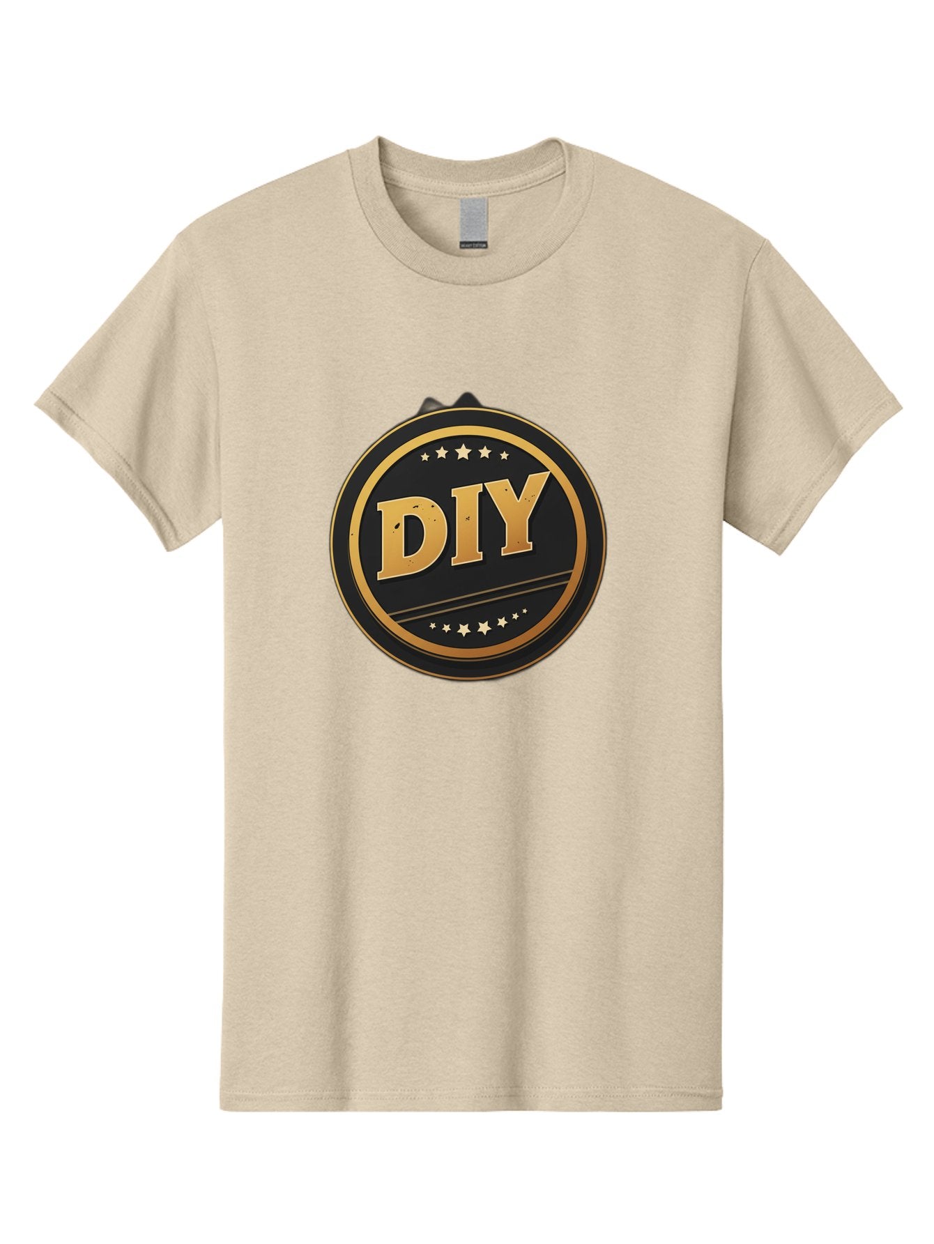 Diy-1 Men'S Graphic Tee, 100% Cotton, Comfortable Casual Summer Wear, Machine Washable, Diy Logo, Gold Lettering, Circular Design, Stars, Handmade, Crafting, Home Improvement, Diy Projects, Creative Ideas Bad009 11