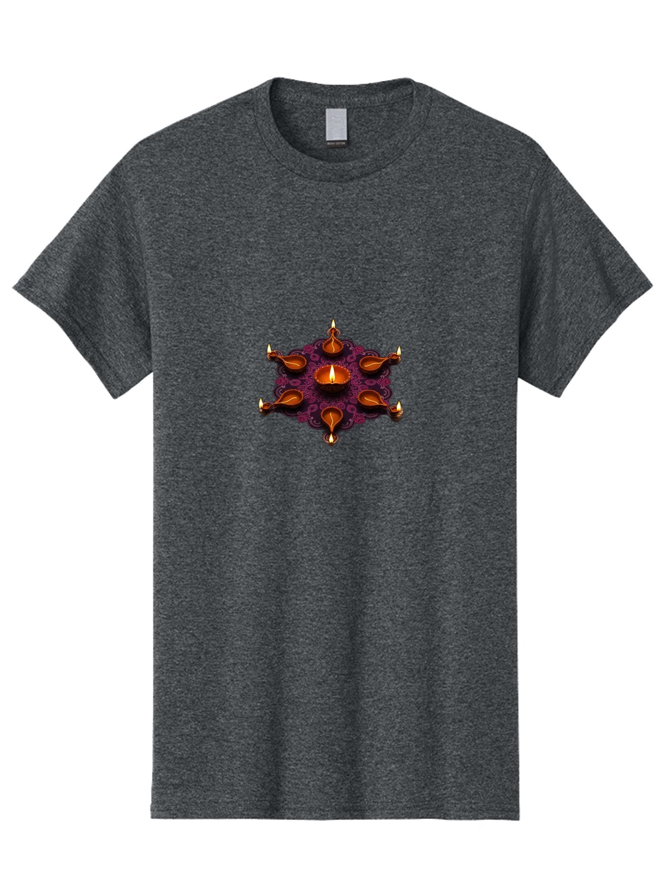 Diya-Diwali Men'S Graphic Tee, 100% Cotton, Comfortable Casual Summer Wear, Machine Washable, Diwali Diya, Clay Lamps, Oil Lamp, Traditional Indian Lighting, Diwali Decorations, Festive Atmosphere, Hindu Festival, Celebration, Indian Culture, Bad017 3