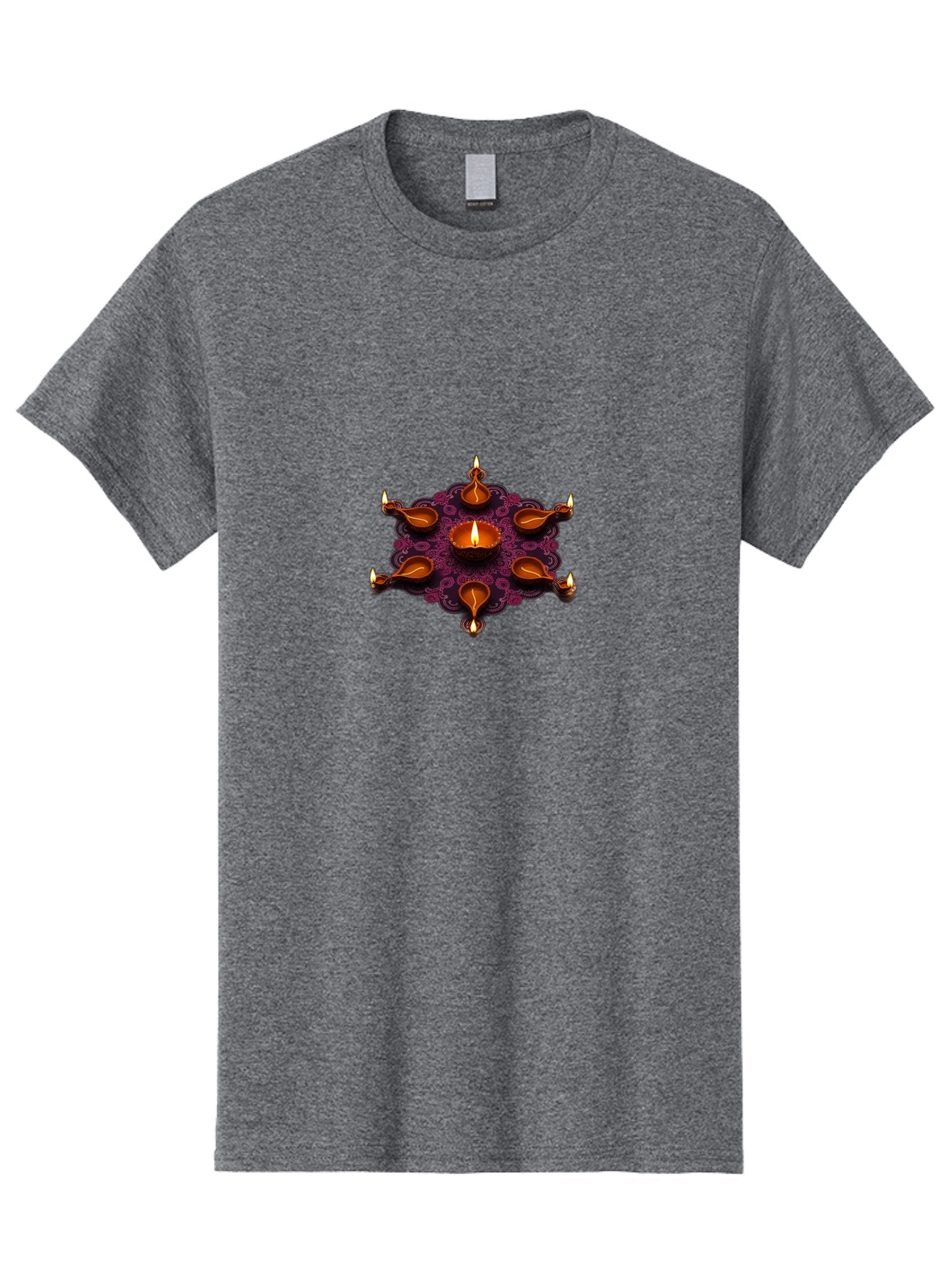 Diya-Diwali Men'S Graphic Tee, 100% Cotton, Comfortable Casual Summer Wear, Machine Washable, Diwali Diya, Clay Lamps, Oil Lamp, Traditional Indian Lighting, Diwali Decorations, Festive Atmosphere, Hindu Festival, Celebration, Indian Culture, Bad017 11