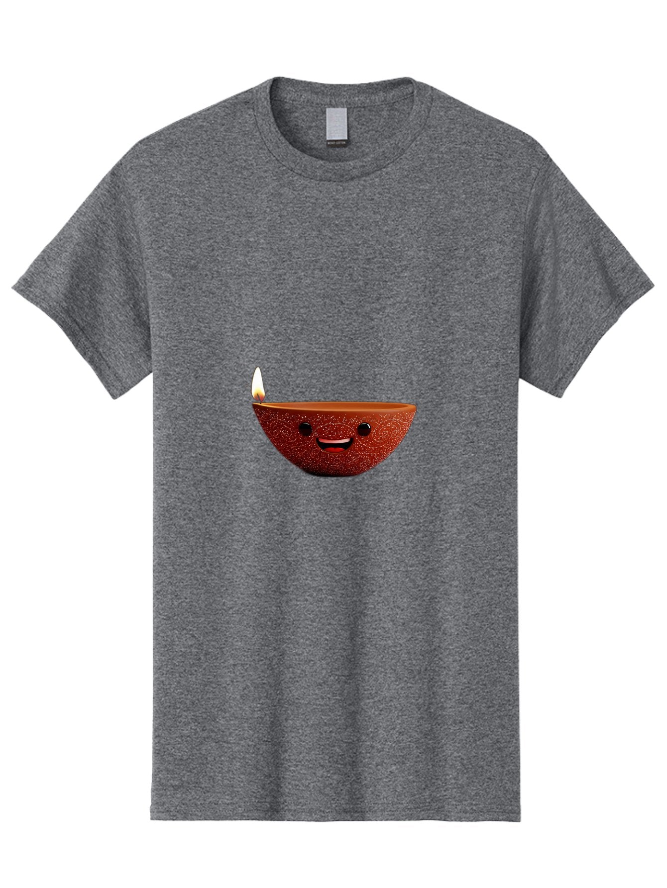 Diya-Lamp-1 Men'S Graphic Tee, 100% Cotton, Comfortable Casual Summer Wear, Machine Washable, Clay Diya Lamp, Decorative Lamp, Lit Candle, Happy Face, Traditional Indian, Festive Mood, Diwali Celebration, Warm Glow Bad018 6