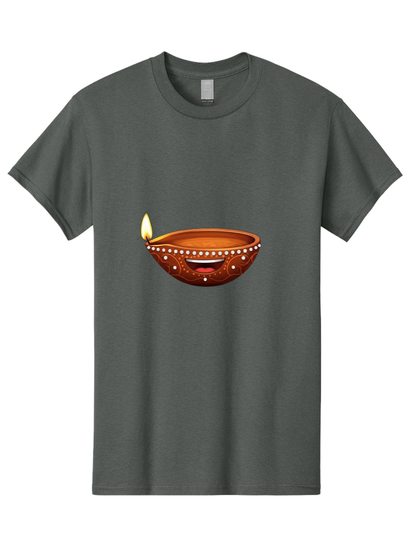 Diya-Lamp-2 Men'S Graphic Tee, 100% Cotton, Comfortable Casual Summer Wear, Machine Washable, Clay Diya Lamp, Lit Diya, Festive Diwali Decoration, Happy Diwali, Traditional Indian Lamp, Diwali Celebration, Diwali Diya, Indian Culture Bad019 7