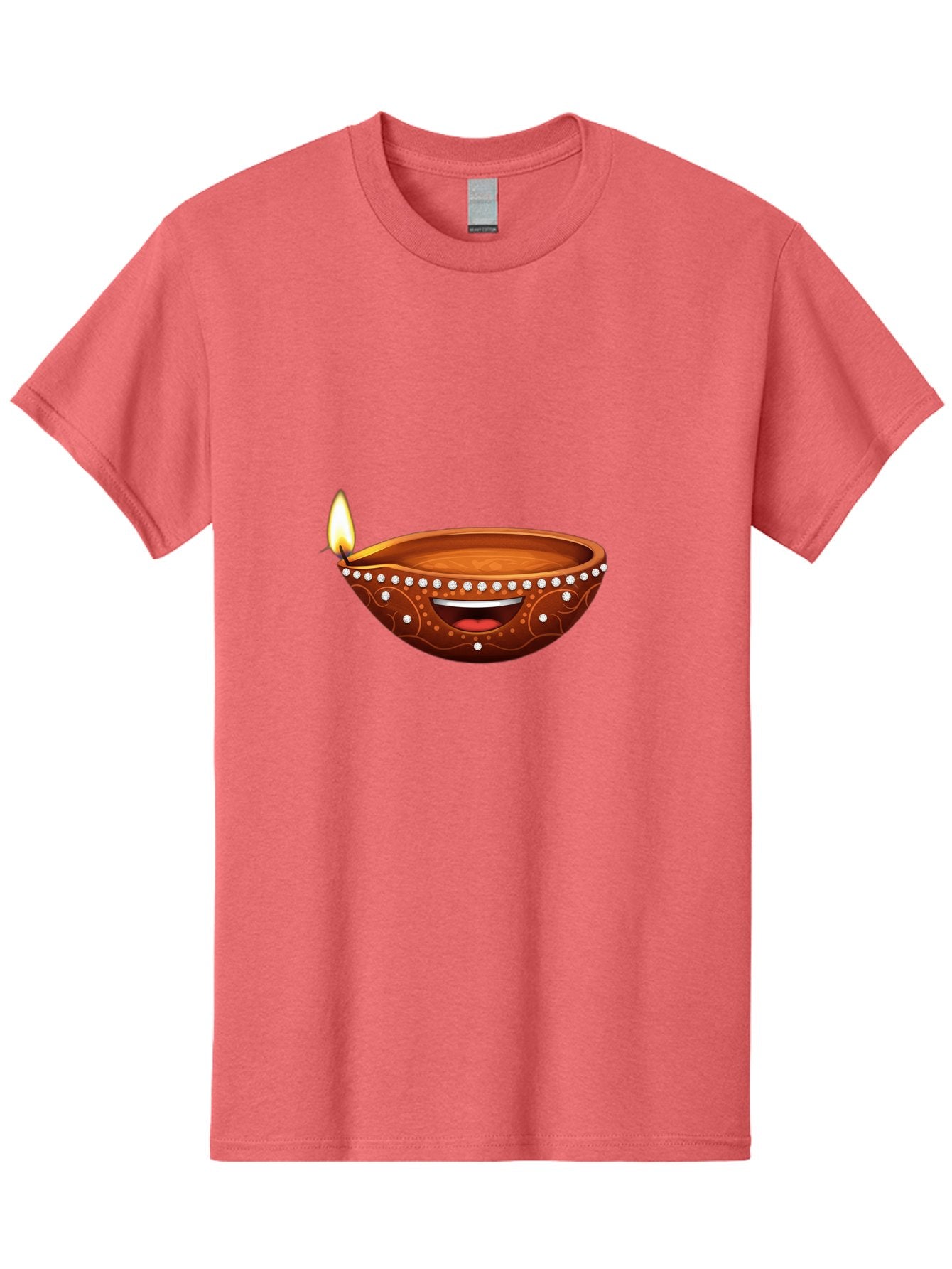 Diya-Lamp-2 Men'S Graphic Tee, 100% Cotton, Comfortable Casual Summer Wear, Machine Washable, Clay Diya Lamp, Lit Diya, Festive Diwali Decoration, Happy Diwali, Traditional Indian Lamp, Diwali Celebration, Diwali Diya, Indian Culture Bad019