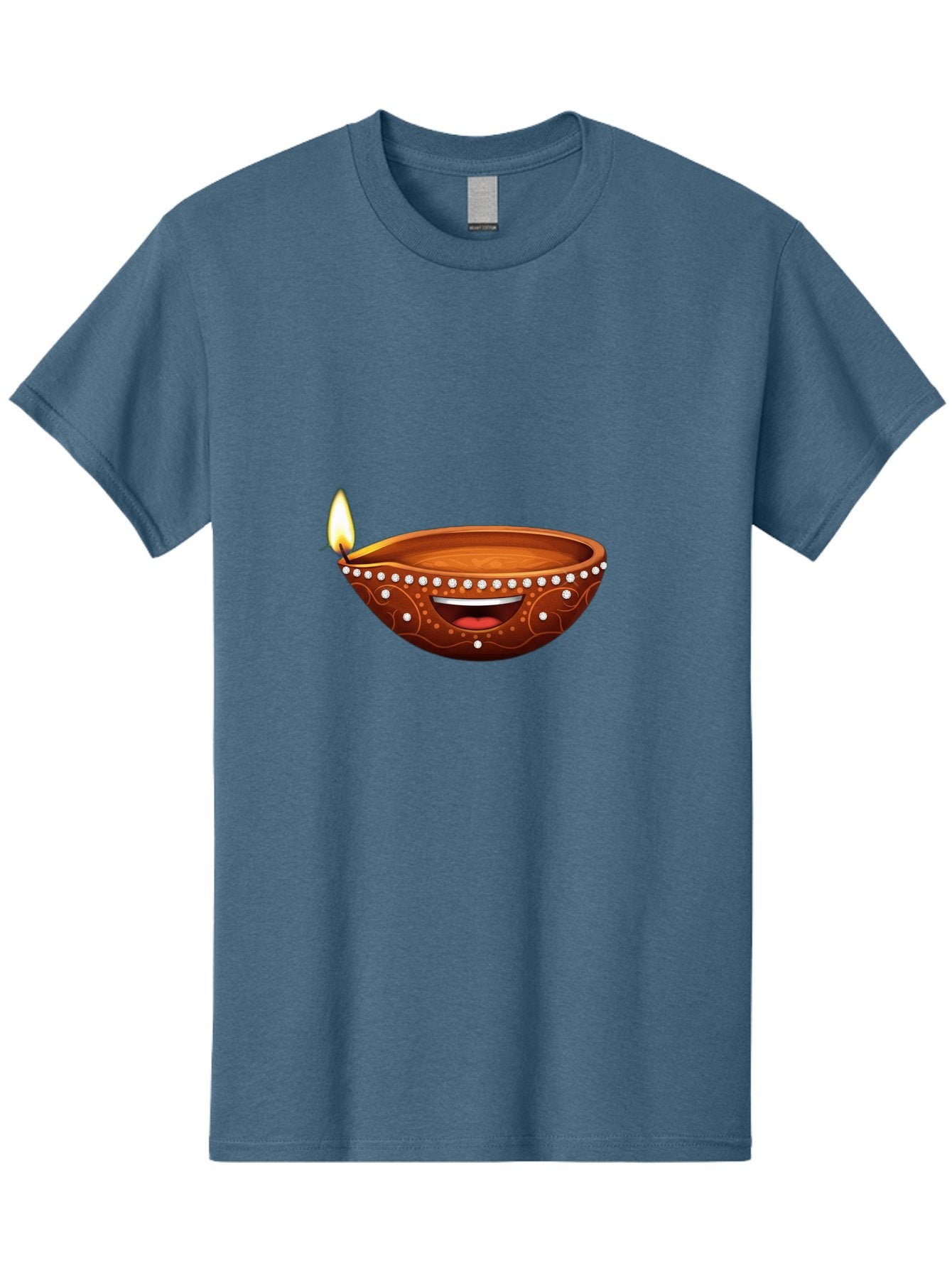Diya-Lamp-2 Men'S Graphic Tee, 100% Cotton, Comfortable Casual Summer Wear, Machine Washable, Clay Diya Lamp, Lit Diya, Festive Diwali Decoration, Happy Diwali, Traditional Indian Lamp, Diwali Celebration, Diwali Diya, Indian Culture Bad019 4