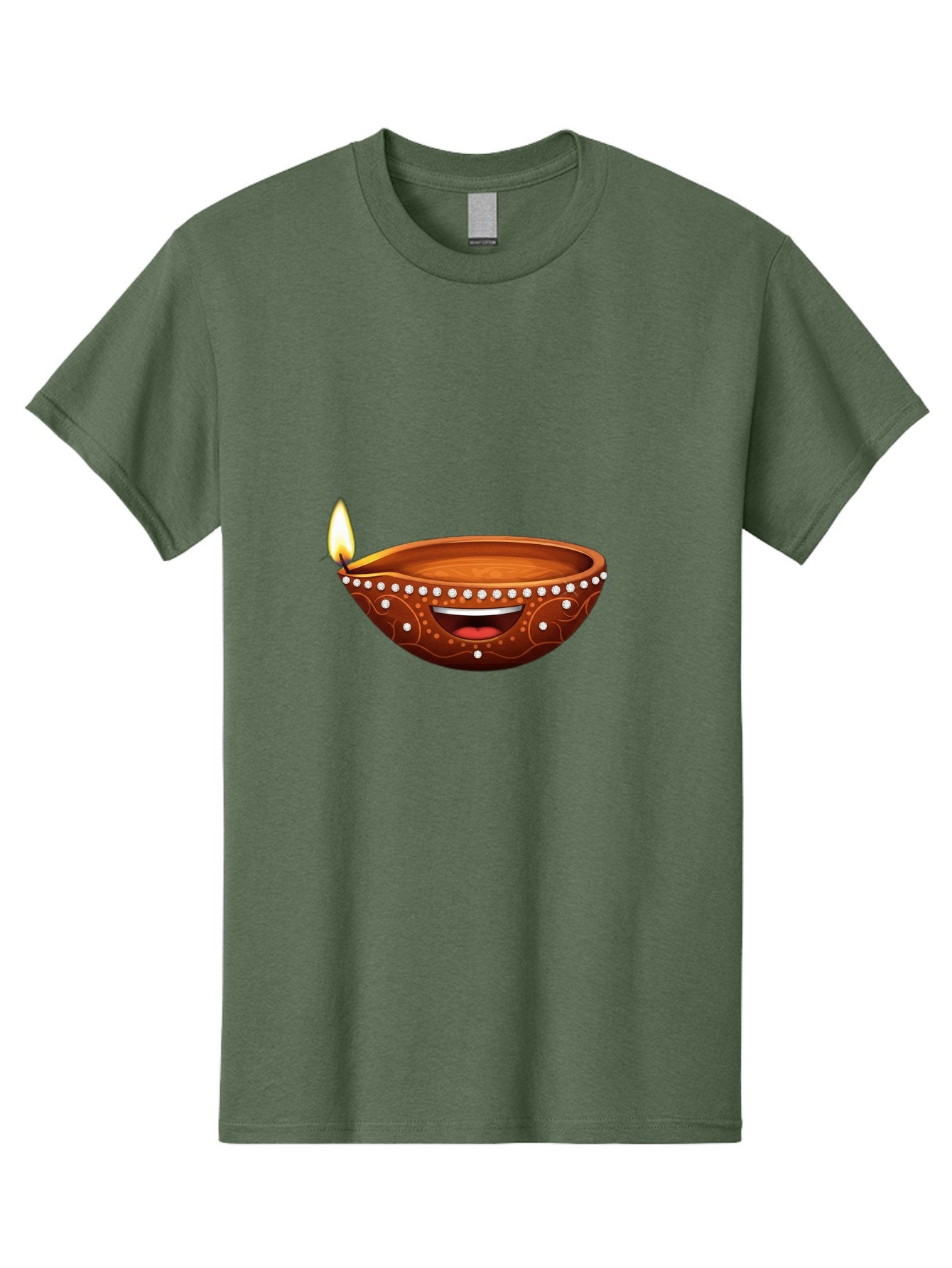 Diya-Lamp-2 Men'S Graphic Tee, 100% Cotton, Comfortable Casual Summer Wear, Machine Washable, Clay Diya Lamp, Lit Diya, Festive Diwali Decoration, Happy Diwali, Traditional Indian Lamp, Diwali Celebration, Diwali Diya, Indian Culture Bad019 5