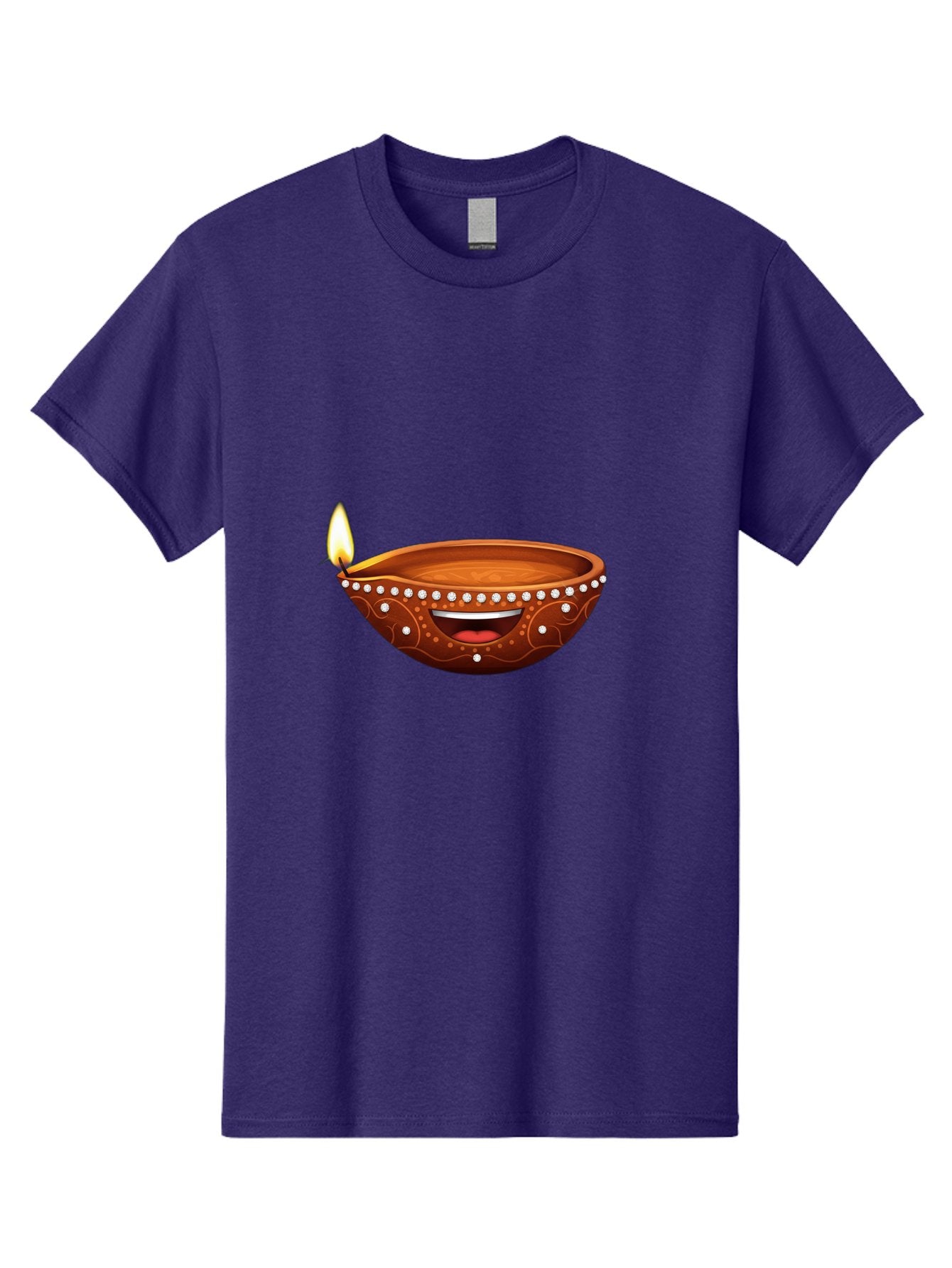 Diya-Lamp-2 Men'S Graphic Tee, 100% Cotton, Comfortable Casual Summer Wear, Machine Washable, Clay Diya Lamp, Lit Diya, Festive Diwali Decoration, Happy Diwali, Traditional Indian Lamp, Diwali Celebration, Diwali Diya, Indian Culture Bad019 3
