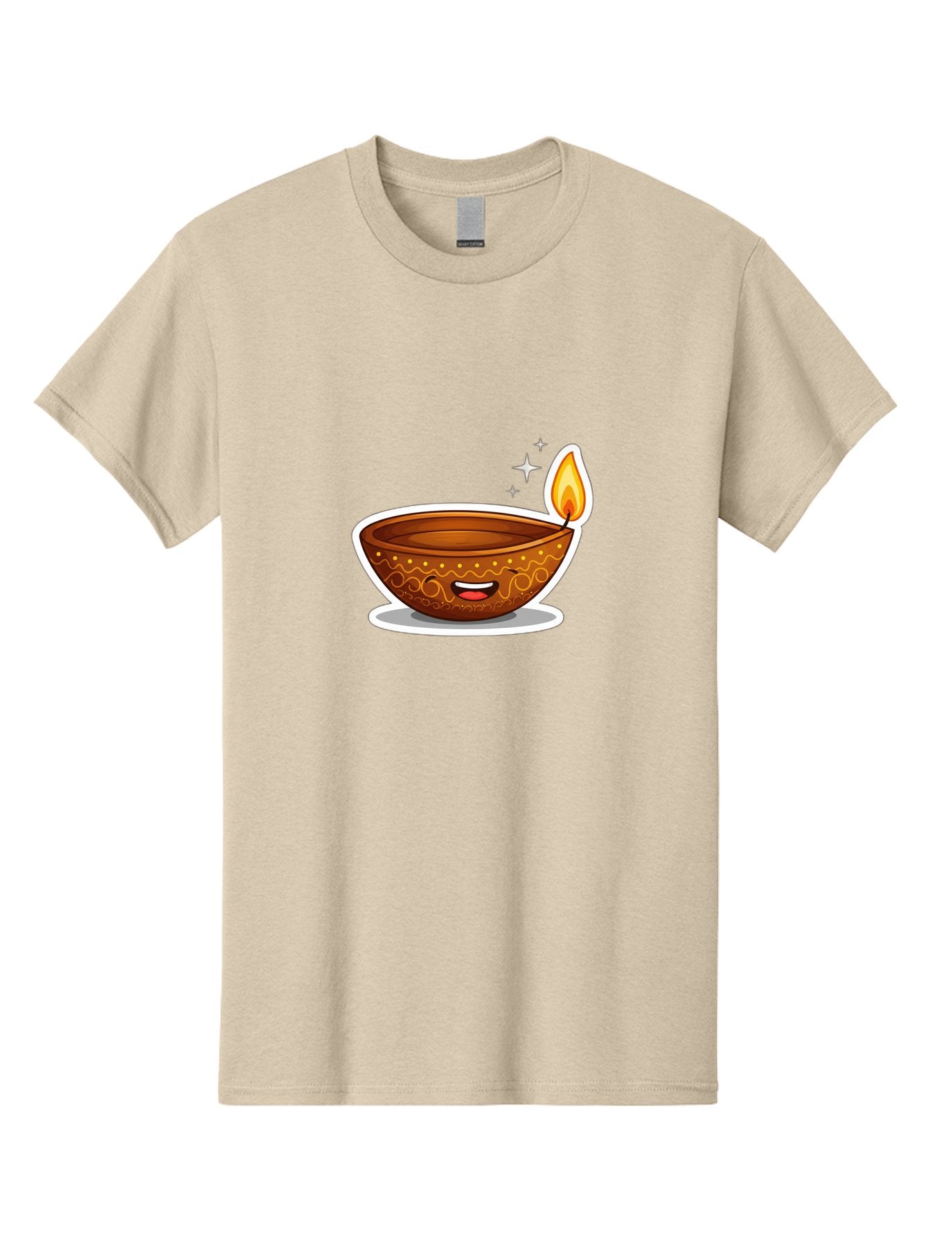Diya-Lamp-3 Men'S Graphic Tee, 100% Cotton, Comfortable Casual Summer Wear, Machine Washable, Diya Lamp, Diwali Celebration, Traditional Indian Decor, Smiling Face, Lit Candle, Festive Atmosphere, Happy Emotions, Cultural Heritage, Bad020 10