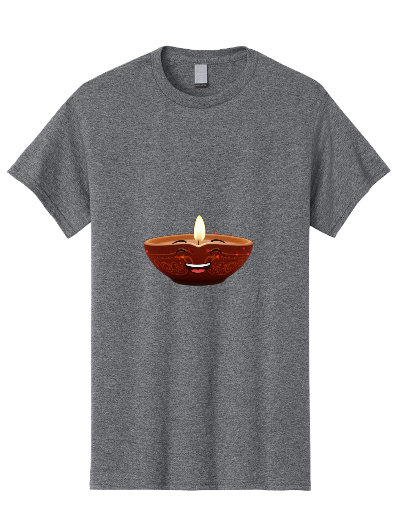 Diya-Lamp-5 Men'S Graphic Tee, 100% Cotton, Comfortable Casual Summer Wear, Machine Washable, Diwali Diya, Clay Lamp, Lit Candle, Smiling Face, Traditional Decor, Festive Atmosphere, Indian Culture, Warm Glow, Happiness Bad022 6