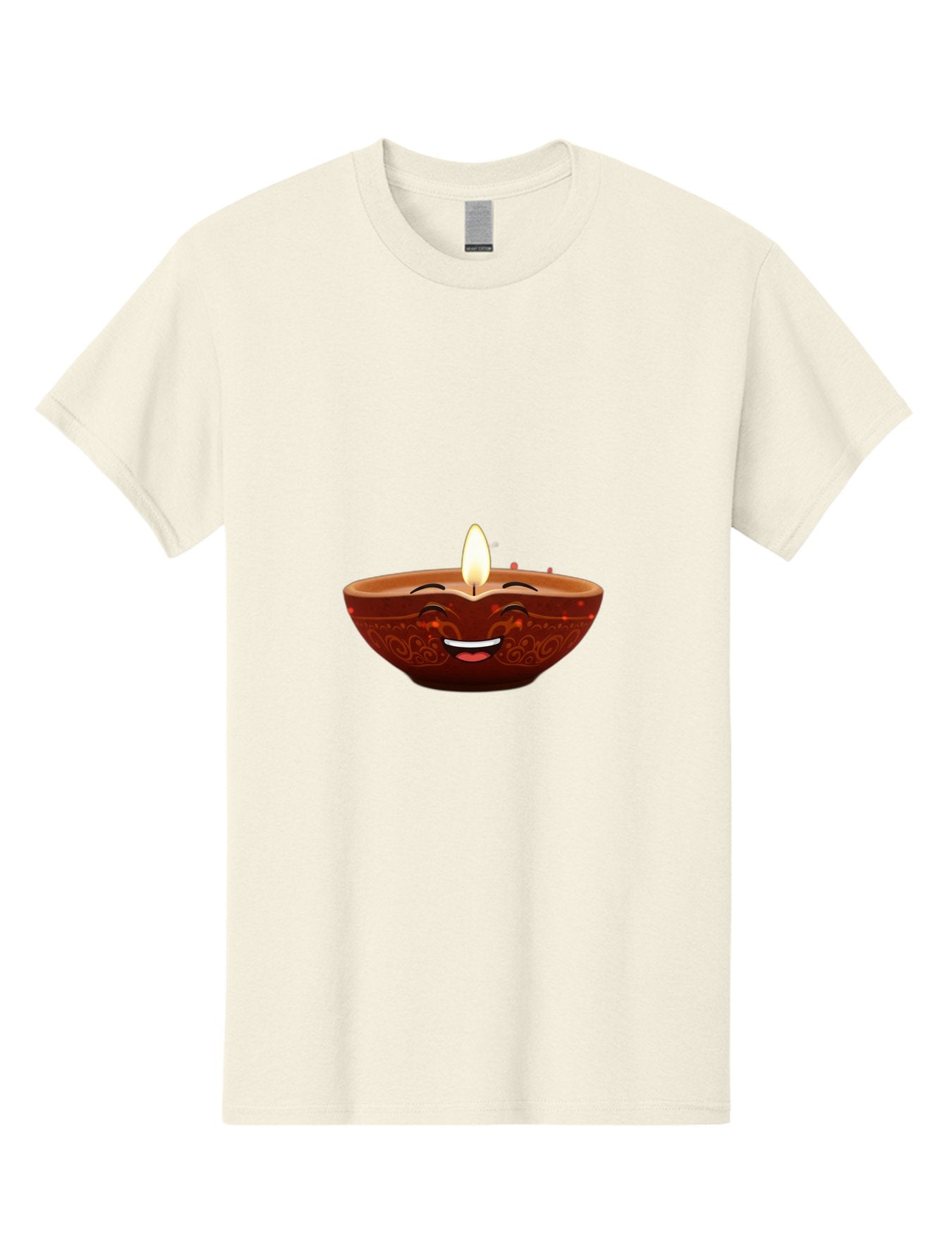 Diya-Lamp-5 Men'S Graphic Tee, 100% Cotton, Comfortable Casual Summer Wear, Machine Washable, Diwali Diya, Clay Lamp, Lit Candle, Smiling Face, Traditional Decor, Festive Atmosphere, Indian Culture, Warm Glow, Happiness Bad022 5