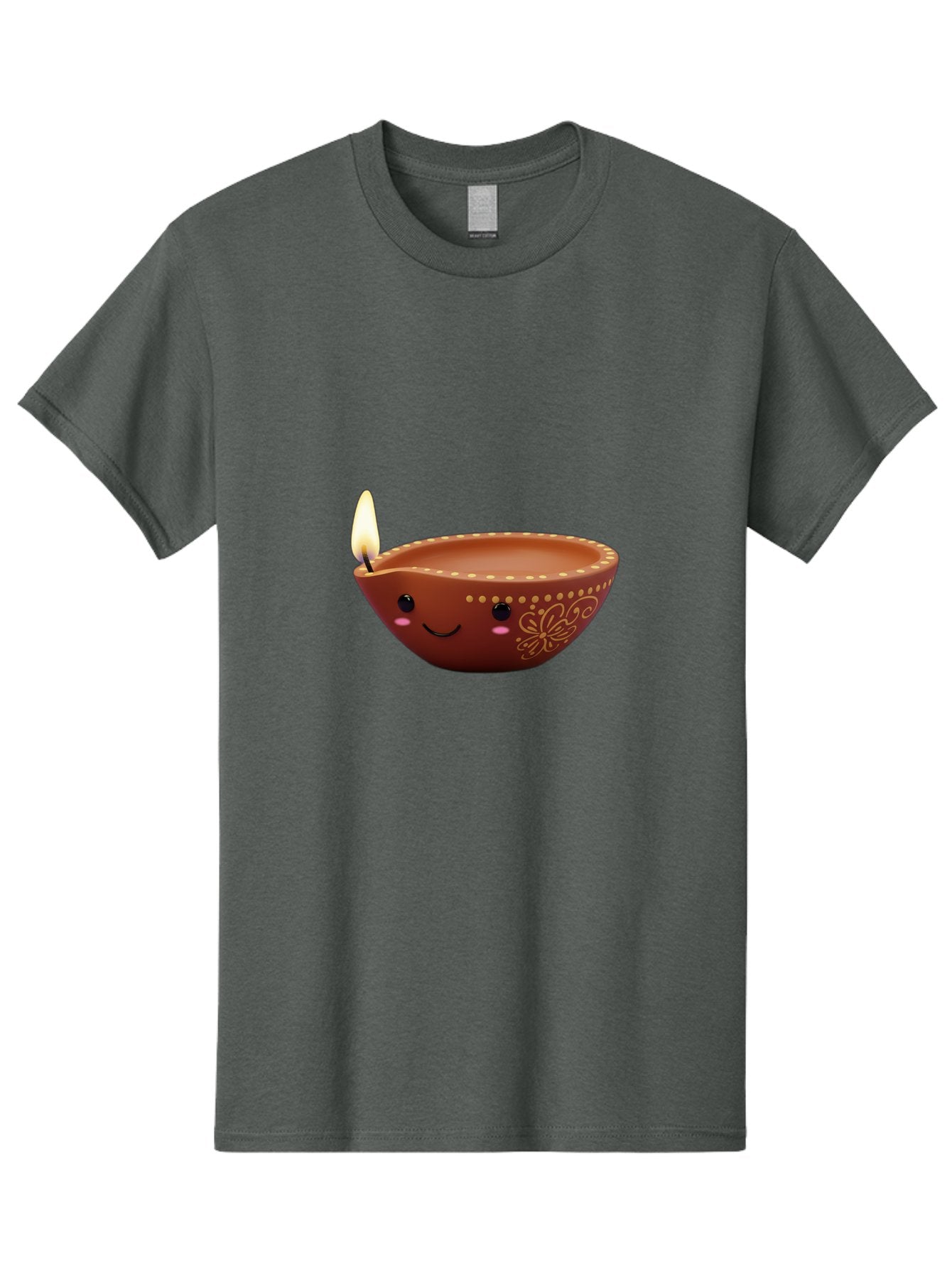 Diya-Lamp-7 Men'S Graphic Tee, 100% Cotton, Comfortable Casual Summer Wear, Machine Washable, Traditional Diya Lamp, Clay Diya, Lit Candle, Festive Decor, Indian Culture, Smiling Face, Decorative Patterns, Warm Glow, Cultural Heritage, Bad024 11