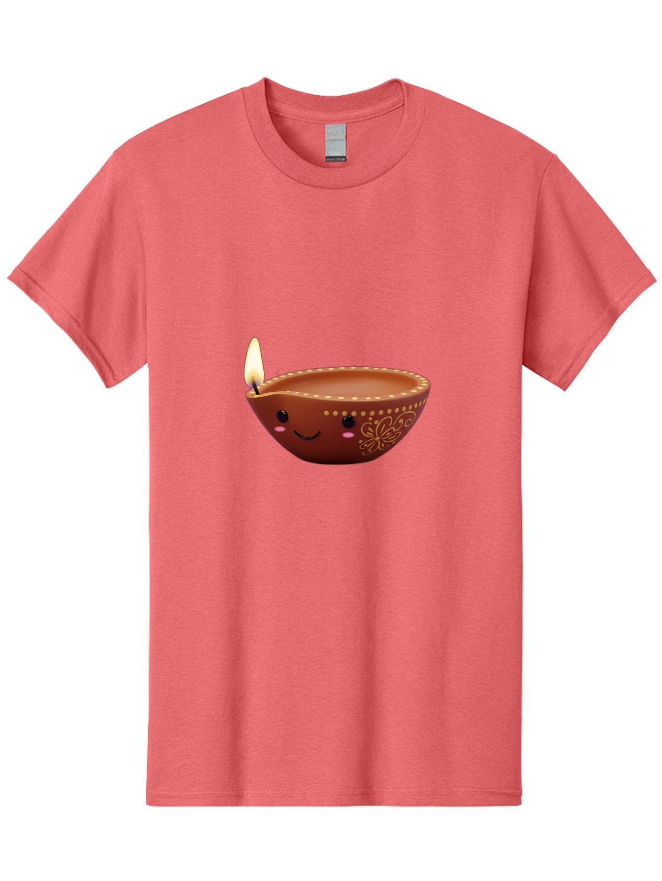 Diya-Lamp-7 Men'S Graphic Tee, 100% Cotton, Comfortable Casual Summer Wear, Machine Washable, Traditional Diya Lamp, Clay Diya, Lit Candle, Festive Decor, Indian Culture, Smiling Face, Decorative Patterns, Warm Glow, Cultural Heritage, Bad024 10