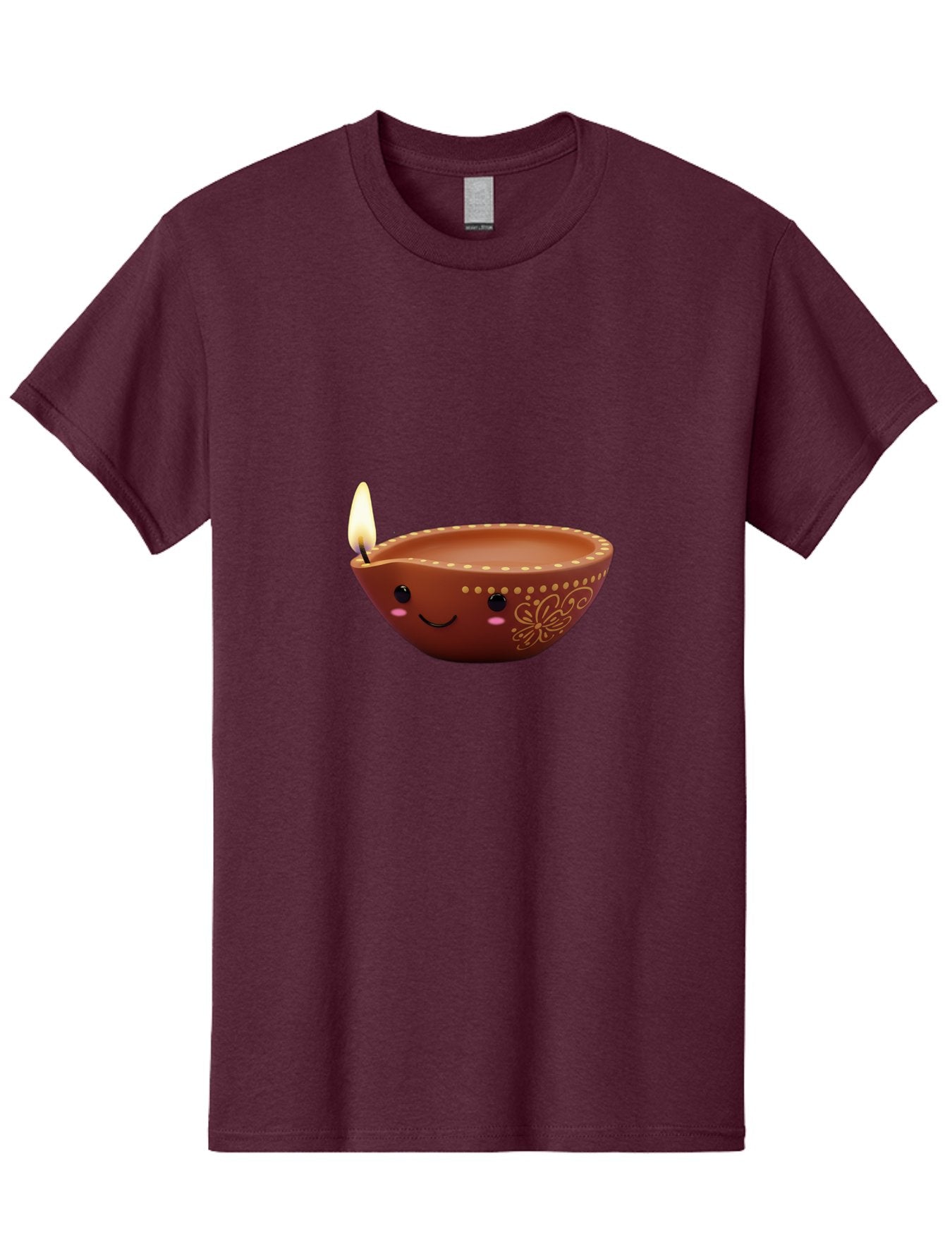 Diya-Lamp-7 Men'S Graphic Tee, 100% Cotton, Comfortable Casual Summer Wear, Machine Washable, Traditional Diya Lamp, Clay Diya, Lit Candle, Festive Decor, Indian Culture, Smiling Face, Decorative Patterns, Warm Glow, Cultural Heritage, Bad024 15