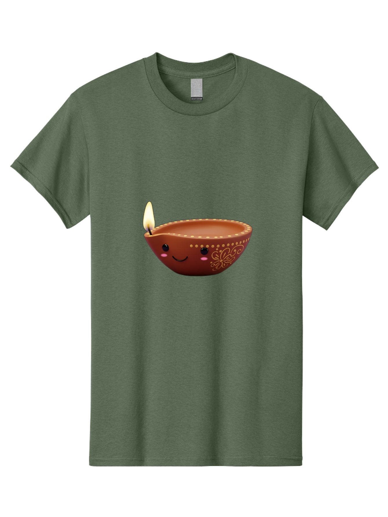 Diya-Lamp-7 Men'S Graphic Tee, 100% Cotton, Comfortable Casual Summer Wear, Machine Washable, Traditional Diya Lamp, Clay Diya, Lit Candle, Festive Decor, Indian Culture, Smiling Face, Decorative Patterns, Warm Glow, Cultural Heritage, Bad024 8