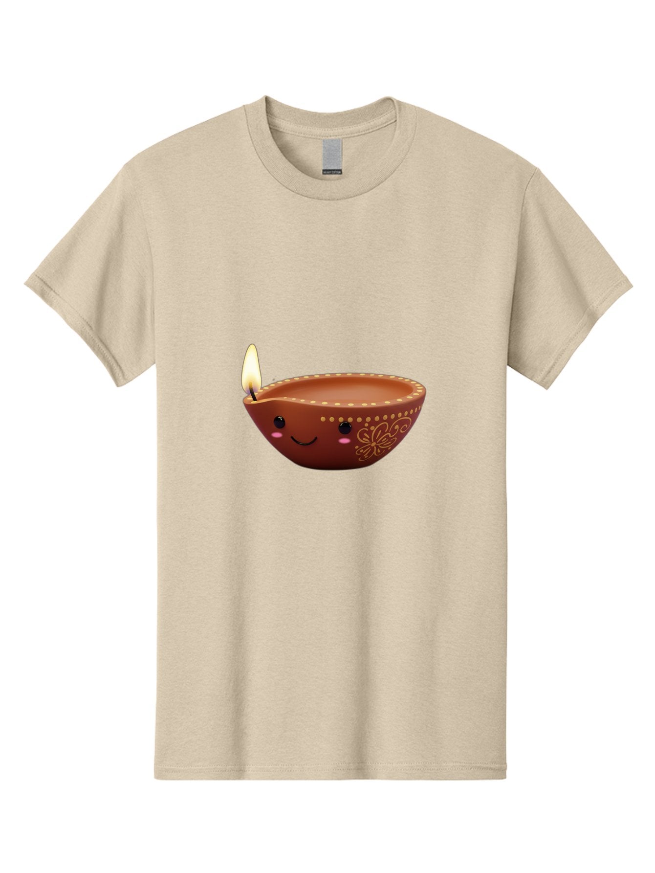 Diya-Lamp-7 Men'S Graphic Tee, 100% Cotton, Comfortable Casual Summer Wear, Machine Washable, Traditional Diya Lamp, Clay Diya, Lit Candle, Festive Decor, Indian Culture, Smiling Face, Decorative Patterns, Warm Glow, Cultural Heritage, Bad024 12
