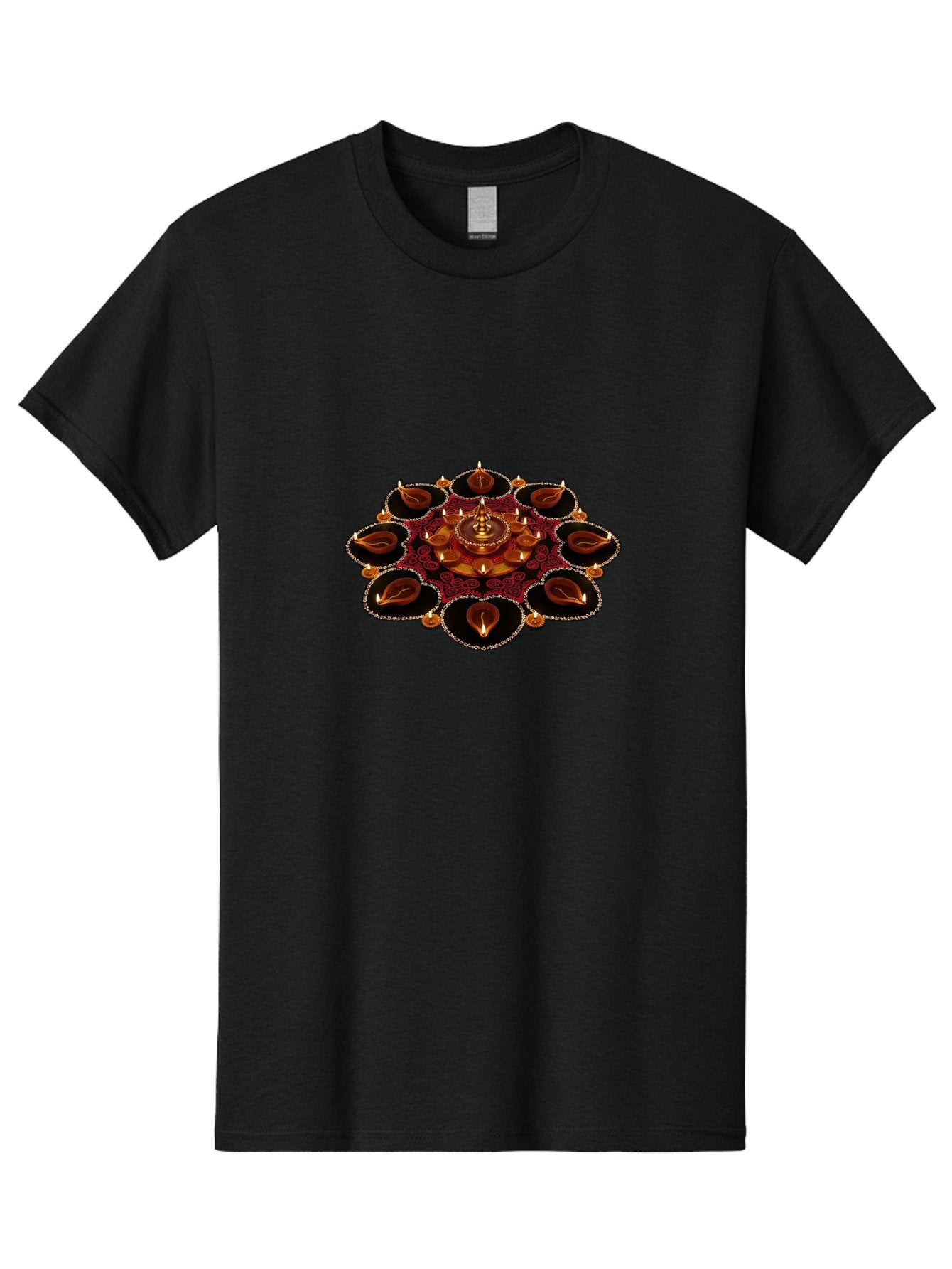Diya-Lantern-Arrangement Men'S Graphic Tee, 100% Cotton, Comfortable Casual Summer Wear, Machine Washable, Diwali Decorations, Diya Lamps, Festive Lighting, Indian Culture, Traditional Diyas, Rangoli Design, Glowing Diyas, Intricate Patterns, Bad026 6
