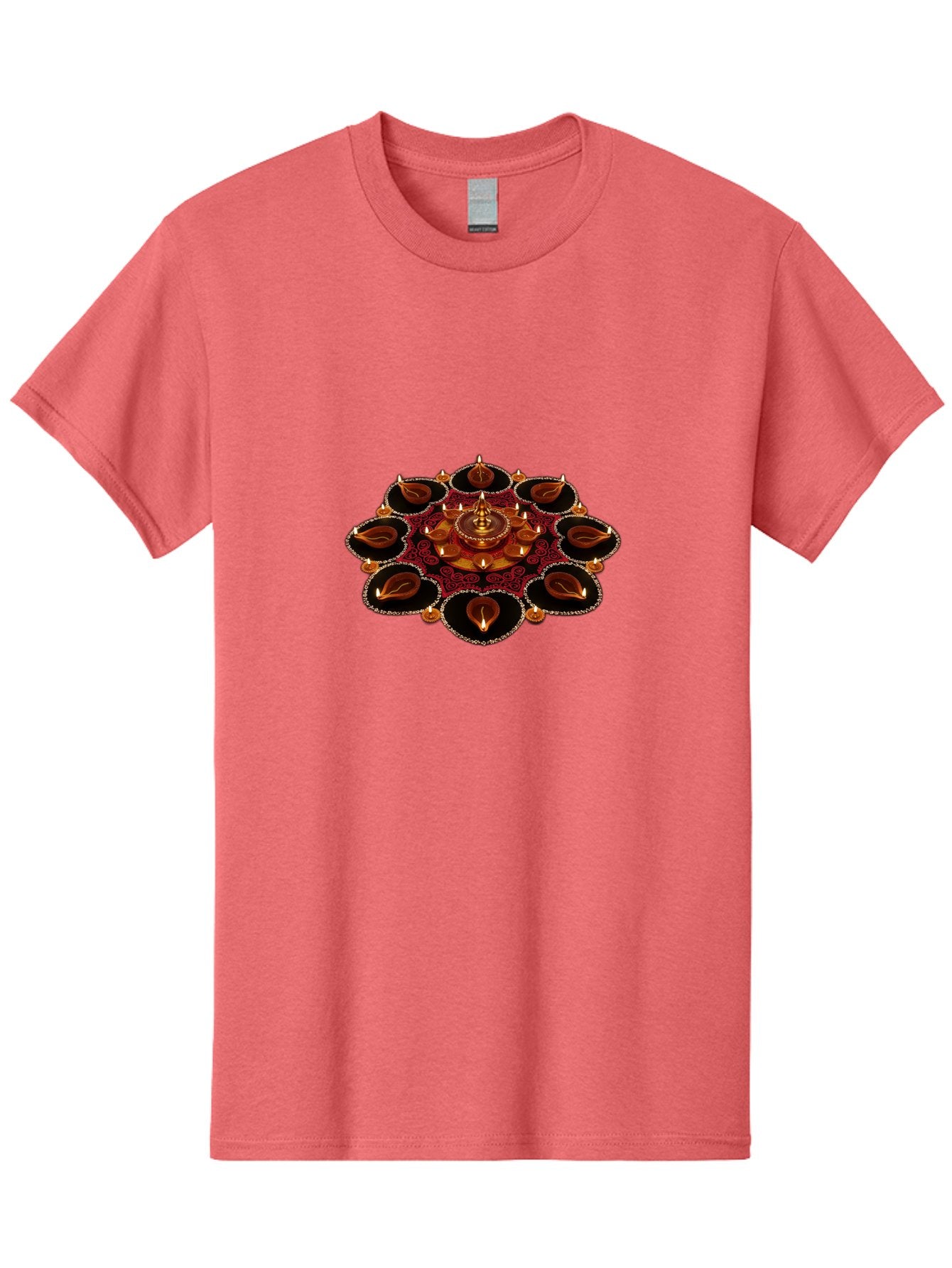 Diya-Lantern-Arrangement Men'S Graphic Tee, 100% Cotton, Comfortable Casual Summer Wear, Machine Washable, Diwali Decorations, Diya Lamps, Festive Lighting, Indian Culture, Traditional Diyas, Rangoli Design, Glowing Diyas, Intricate Patterns, Bad026 5