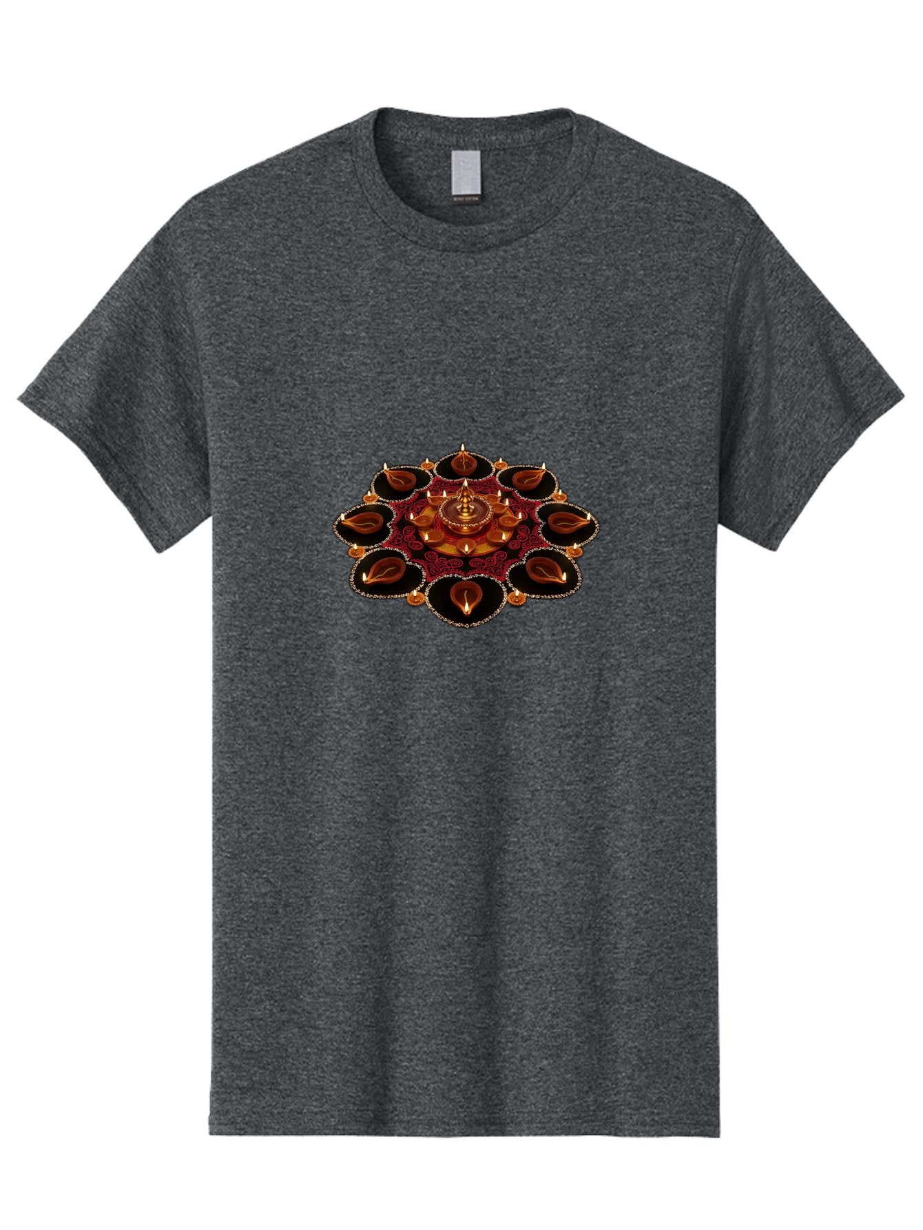 Diya-Lantern-Arrangement Men'S Graphic Tee, 100% Cotton, Comfortable Casual Summer Wear, Machine Washable, Diwali Decorations, Diya Lamps, Festive Lighting, Indian Culture, Traditional Diyas, Rangoli Design, Glowing Diyas, Intricate Patterns, Bad026 9