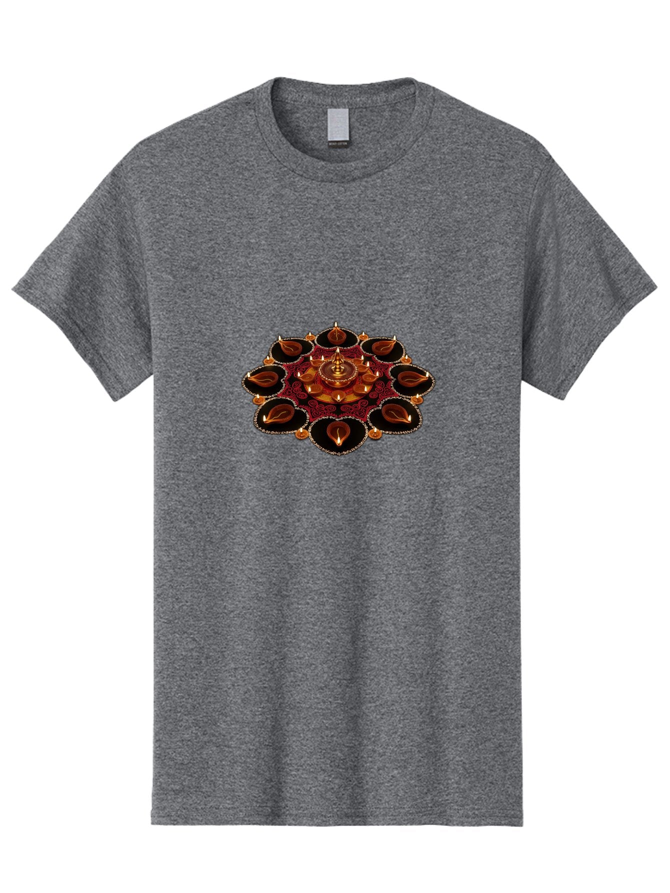 Diya-Lantern-Arrangement Men'S Graphic Tee, 100% Cotton, Comfortable Casual Summer Wear, Machine Washable, Diwali Decorations, Diya Lamps, Festive Lighting, Indian Culture, Traditional Diyas, Rangoli Design, Glowing Diyas, Intricate Patterns, Bad026 13