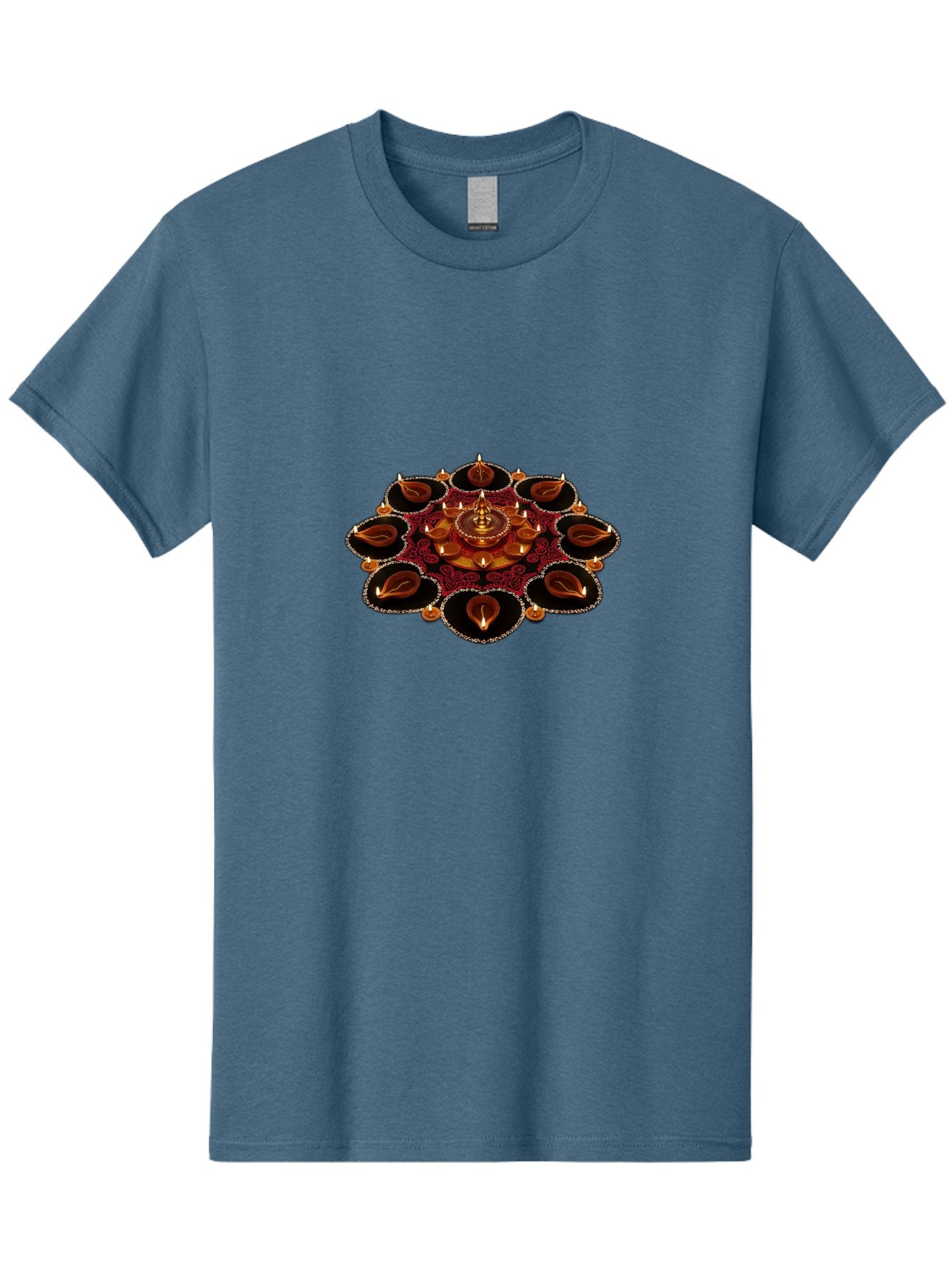 Diya-Lantern-Arrangement Men'S Graphic Tee, 100% Cotton, Comfortable Casual Summer Wear, Machine Washable, Diwali Decorations, Diya Lamps, Festive Lighting, Indian Culture, Traditional Diyas, Rangoli Design, Glowing Diyas, Intricate Patterns, Bad026 10