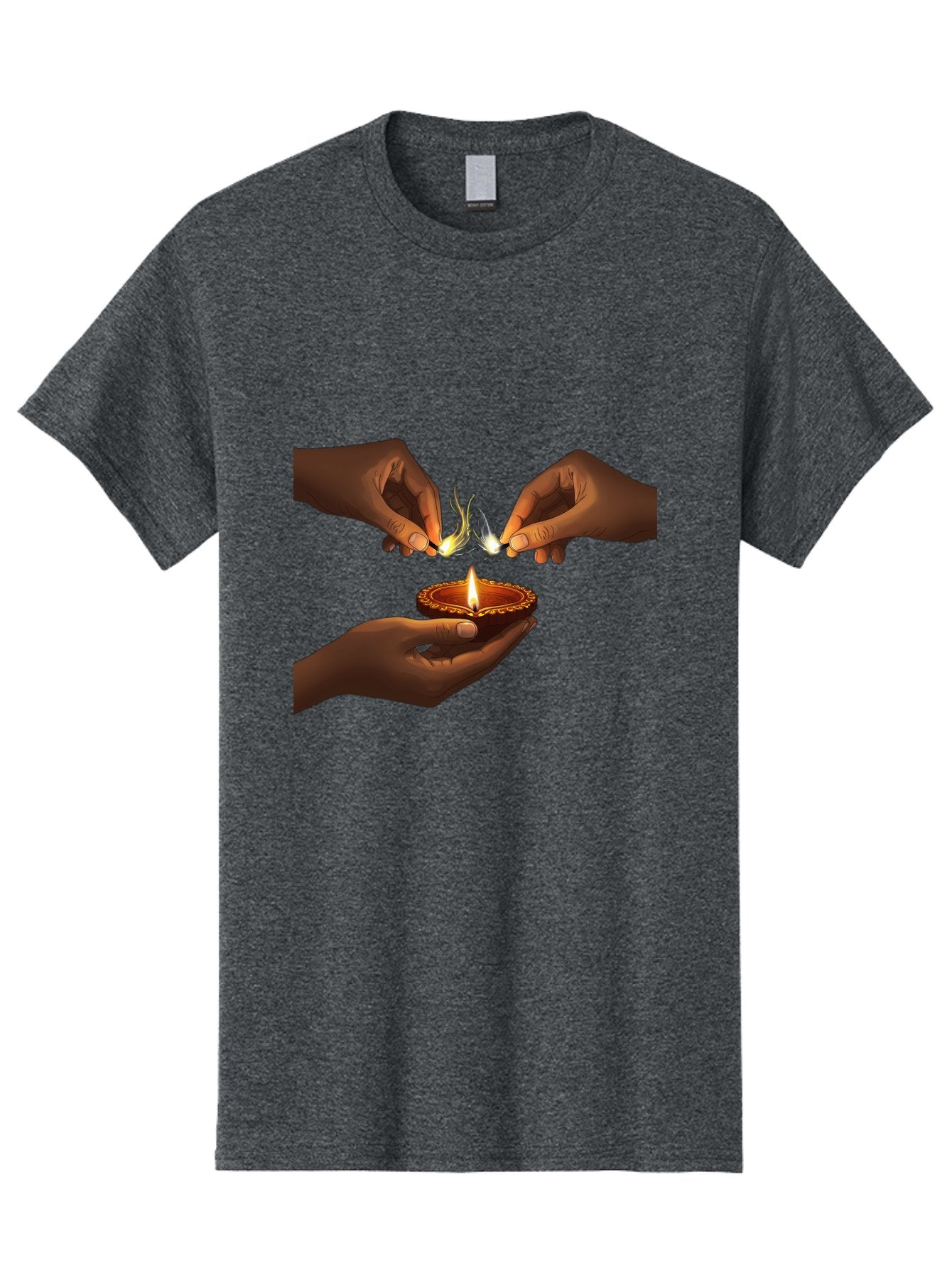 Diya-Lighting Men'S Graphic Tee, 100% Cotton, Comfortable Casual Summer Wear, Machine Washable, Lighting Diya, Traditional Indian Lamp, Unity In Diversity, Cultural Heritage, Festive Atmosphere, Togetherness, Harmony, Diwali Celebration Bad027 8