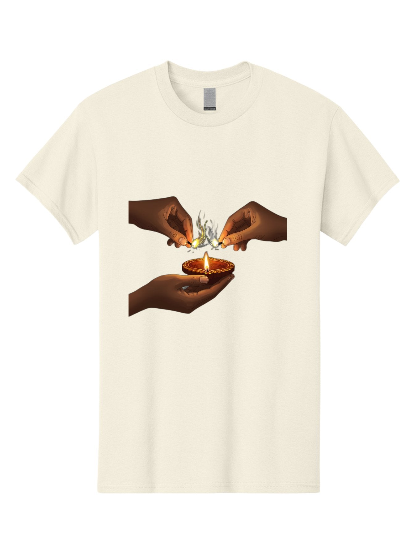 Diya-Lighting Men'S Graphic Tee, 100% Cotton, Comfortable Casual Summer Wear, Machine Washable, Lighting Diya, Traditional Indian Lamp, Unity In Diversity, Cultural Heritage, Festive Atmosphere, Togetherness, Harmony, Diwali Celebration Bad027 5