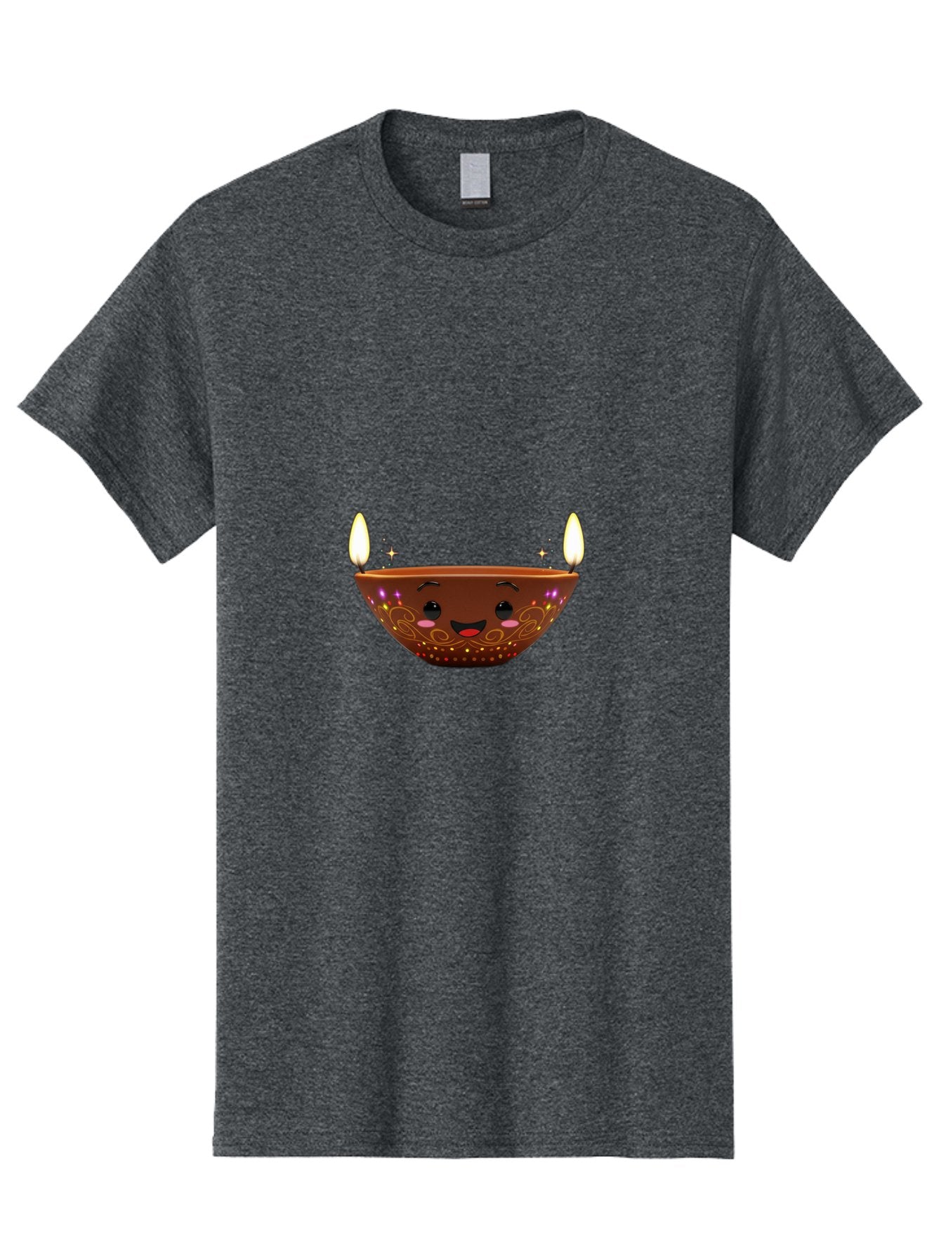 Diya Men'S Graphic Tee, 100% Cotton, Comfortable Casual Summer Wear, Machine Washable, Clay Diya Lamp, Festive Decorations, Happy Face, Sparkling Lights, Candlelight, Diwali Celebration, Indian Culture, Traditional Decor Bad029 12
