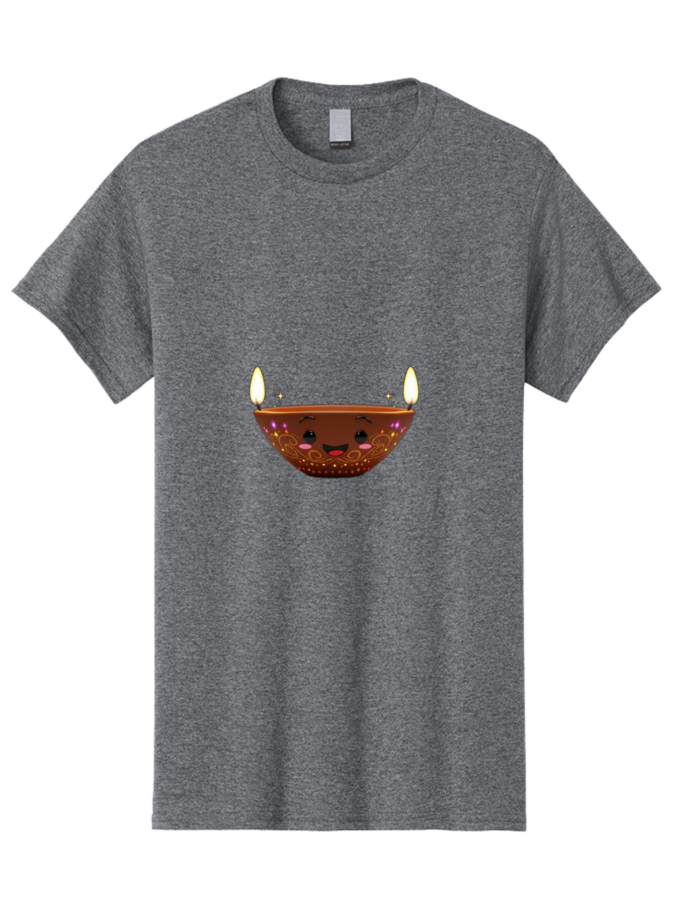 Diya Men'S Graphic Tee, 100% Cotton, Comfortable Casual Summer Wear, Machine Washable, Clay Diya Lamp, Festive Decorations, Happy Face, Sparkling Lights, Candlelight, Diwali Celebration, Indian Culture, Traditional Decor Bad029 14