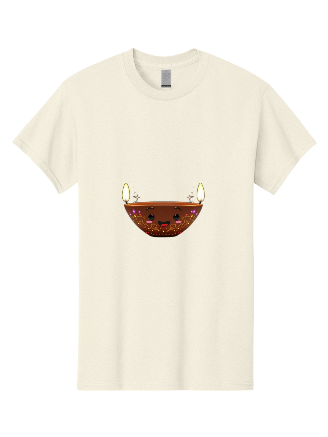 Diya Men'S Graphic Tee, 100% Cotton, Comfortable Casual Summer Wear, Machine Washable, Clay Diya Lamp, Festive Decorations, Happy Face, Sparkling Lights, Candlelight, Diwali Celebration, Indian Culture, Traditional Decor Bad029 9