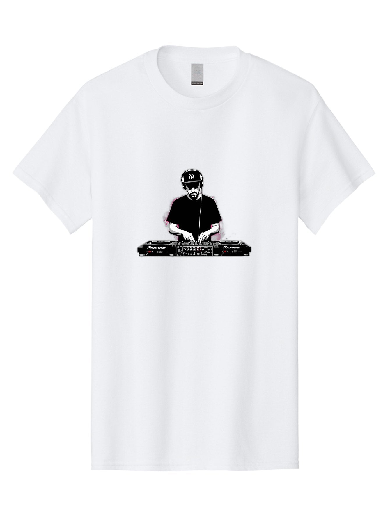 Dj-At-Work Men'S Graphic Tee, 100% Cotton, Comfortable Casual Summer Wear, Machine Washable, Dj Mixing Music, Pioneer Dj Controller, Electronic Dance Music, Dj Equipment, Music Production, Dj Performance, Club Dj, Dj Setup, Mixing Tracks Bad033 13