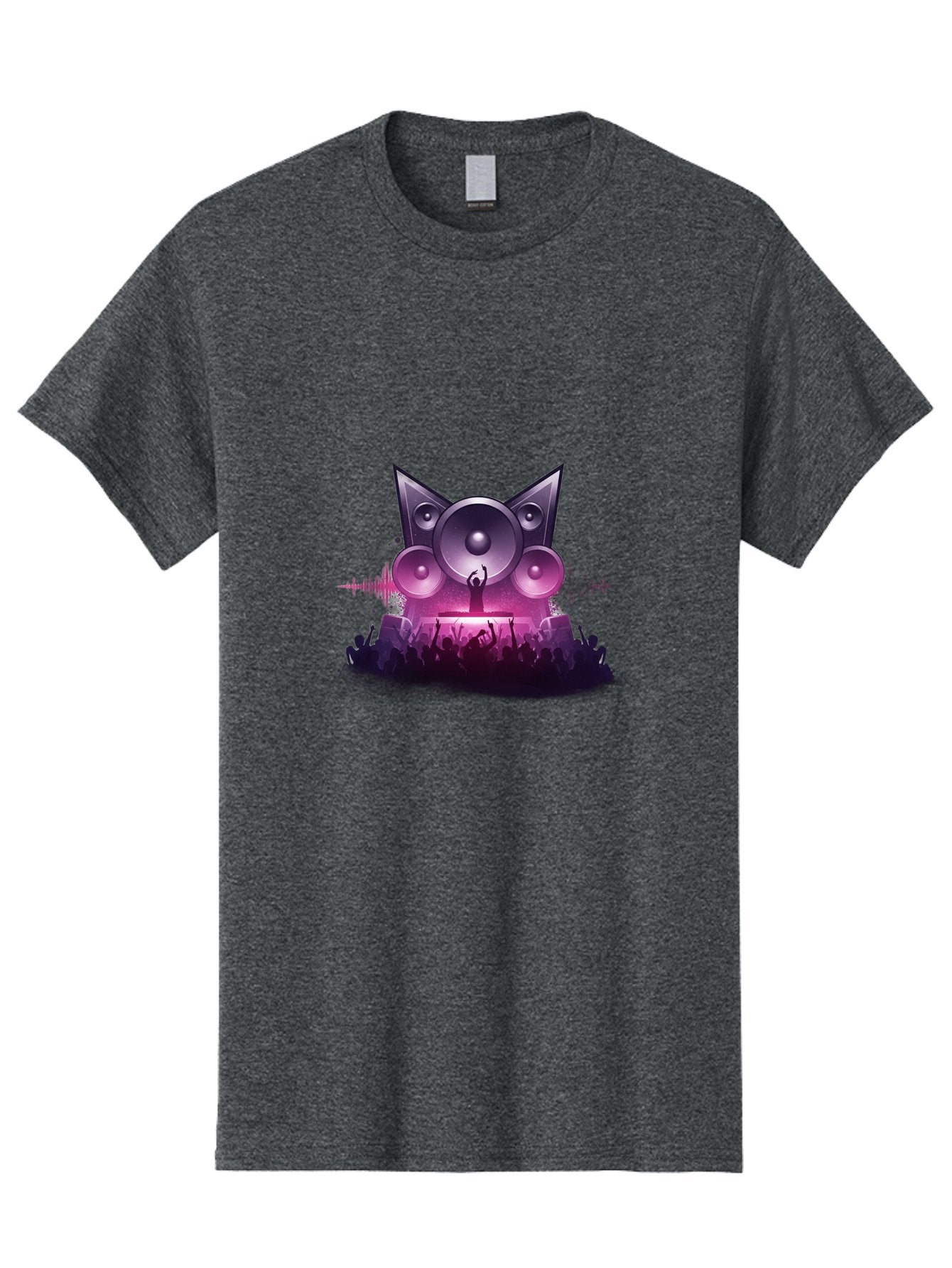 Dj-Cat-Speakers Men'S Graphic Tee, 100% Cotton, Comfortable Casual Summer Wear, Machine Washable, Dj On Stage, Cat Shaped Speakers, Concert Crowd, Music Festival, Electronic Dance Music, Lively Atmosphere, Vibrant Lights, Sound Waves Bad037 15