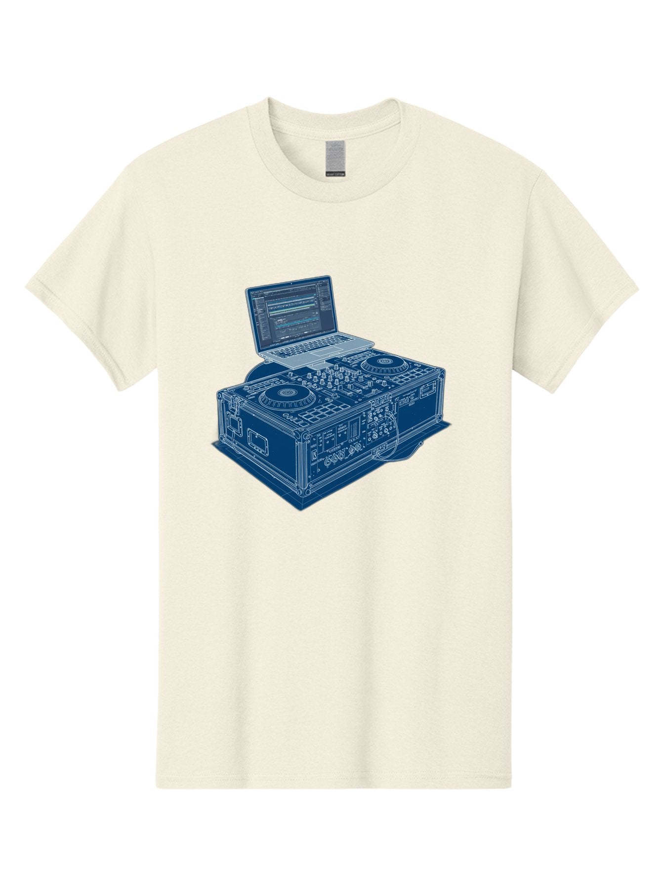 Dj-Controller-And-Laptop Men'S Graphic Tee, 100% Cotton, Comfortable Casual Summer Wear, Machine Washable, Dj Setup, Dj Software, Electronic Dance Music, Turntables, Mixing Console, Sound Equipment, Music Production, Audio Interface, Bad040 9