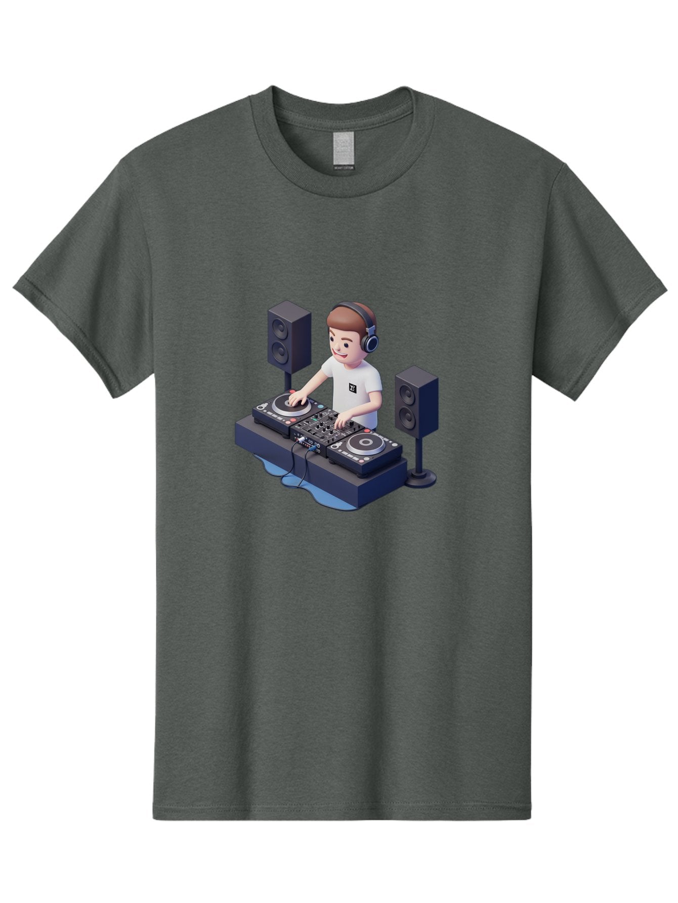 Dj-Controller Men'S Graphic Tee, 100% Cotton, Comfortable Casual Summer Wear, Machine Washable, Cartoon Dj, Dj Controller, Sound Equipment, Music Production, Electronic Dance Music, Dj Setup, Headphones, Speakers, Turntables Bad041 6