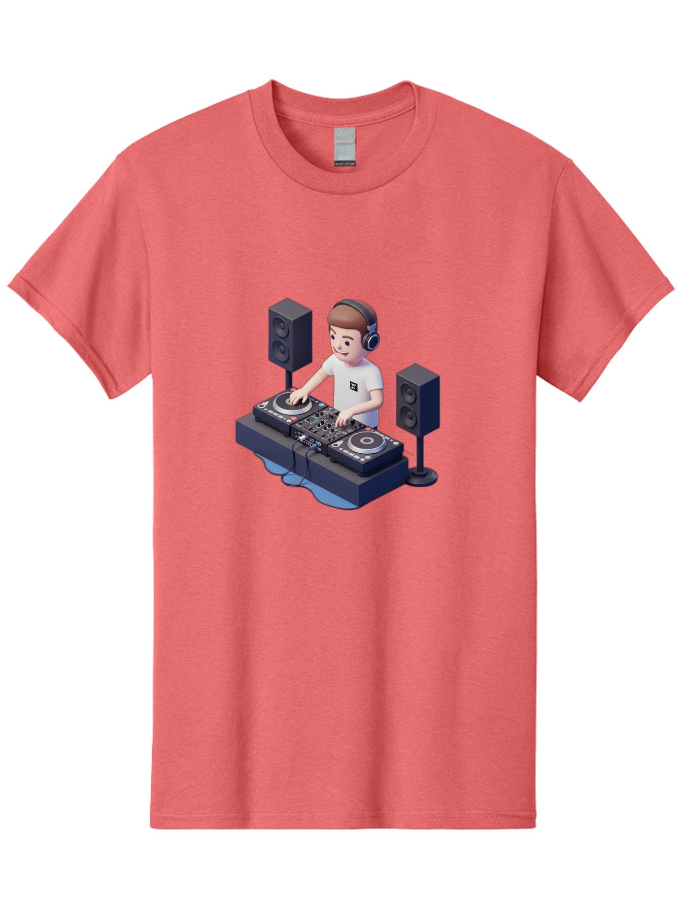 Dj-Controller Men'S Graphic Tee, 100% Cotton, Comfortable Casual Summer Wear, Machine Washable, Cartoon Dj, Dj Controller, Sound Equipment, Music Production, Electronic Dance Music, Dj Setup, Headphones, Speakers, Turntables Bad041 5