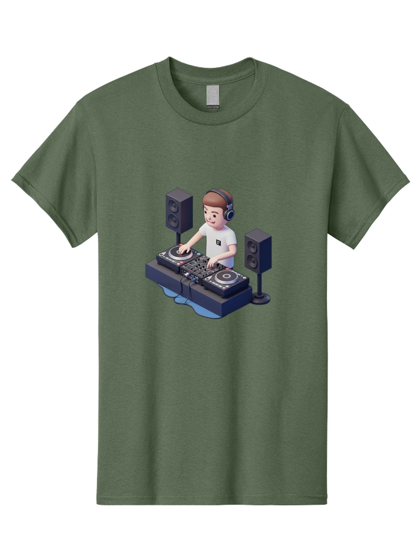 Dj-Controller Men'S Graphic Tee, 100% Cotton, Comfortable Casual Summer Wear, Machine Washable, Cartoon Dj, Dj Controller, Sound Equipment, Music Production, Electronic Dance Music, Dj Setup, Headphones, Speakers, Turntables Bad041 7