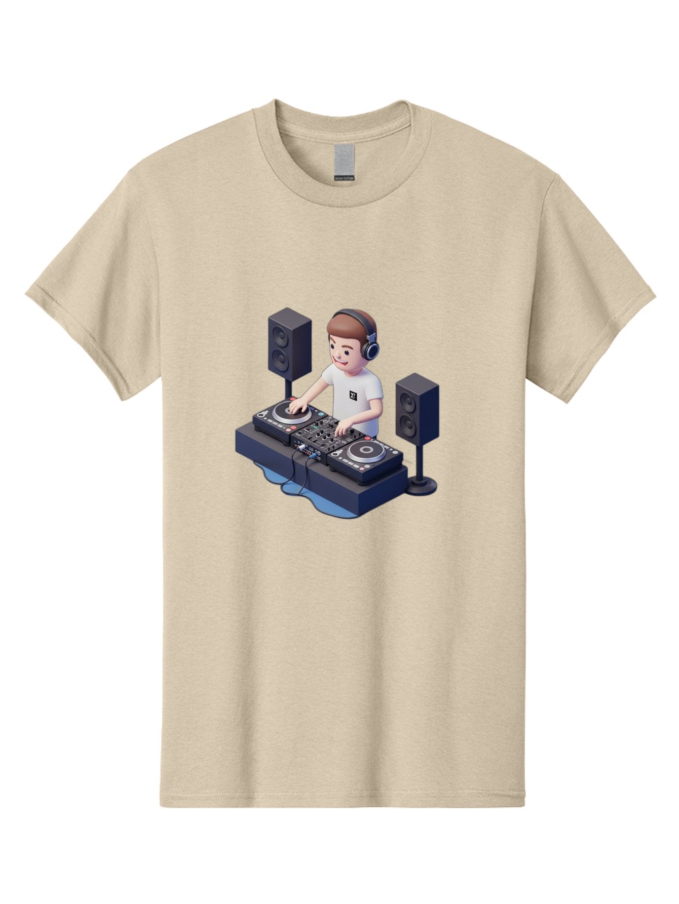 Dj-Controller Men'S Graphic Tee, 100% Cotton, Comfortable Casual Summer Wear, Machine Washable, Cartoon Dj, Dj Controller, Sound Equipment, Music Production, Electronic Dance Music, Dj Setup, Headphones, Speakers, Turntables Bad041 3