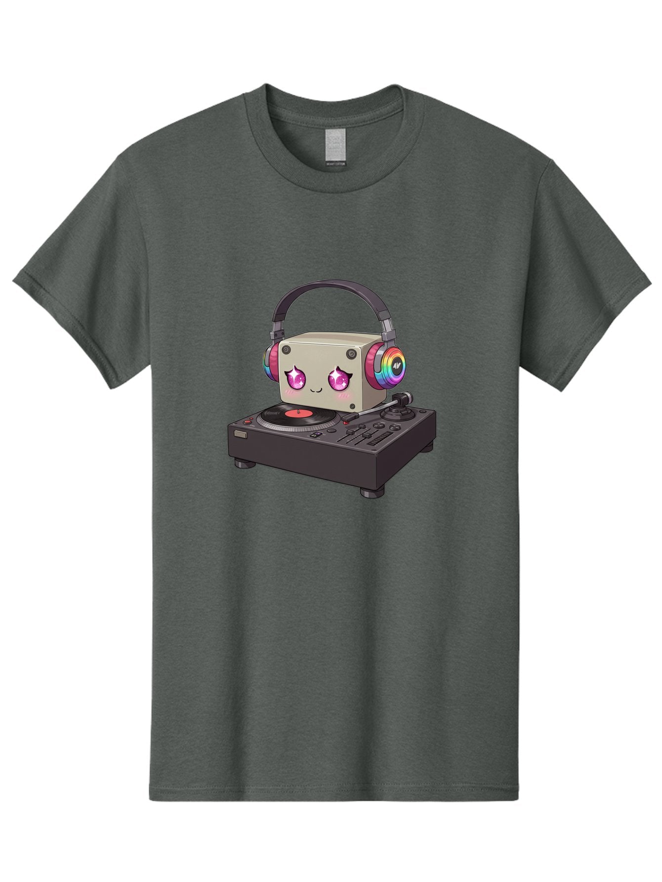 Dj-Mixer Men'S Graphic Tee, 100% Cotton, Comfortable Casual Summer Wear, Machine Washable, Cartoon Boombox, Dj Equipment, Vinyl Record, Music Headphones, Colorful Accents, Kawaii Style, Music Production, Electronic Dance Music, Dj Culture Bad042 5
