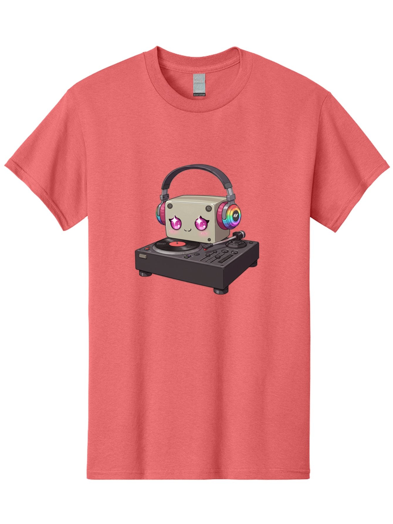 Dj-Mixer Men'S Graphic Tee, 100% Cotton, Comfortable Casual Summer Wear, Machine Washable, Cartoon Boombox, Dj Equipment, Vinyl Record, Music Headphones, Colorful Accents, Kawaii Style, Music Production, Electronic Dance Music, Dj Culture Bad042 13