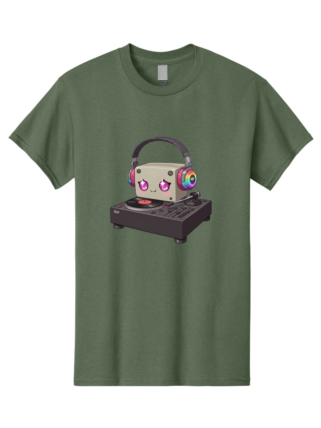 Dj-Mixer Men'S Graphic Tee, 100% Cotton, Comfortable Casual Summer Wear, Machine Washable, Cartoon Boombox, Dj Equipment, Vinyl Record, Music Headphones, Colorful Accents, Kawaii Style, Music Production, Electronic Dance Music, Dj Culture Bad042 10
