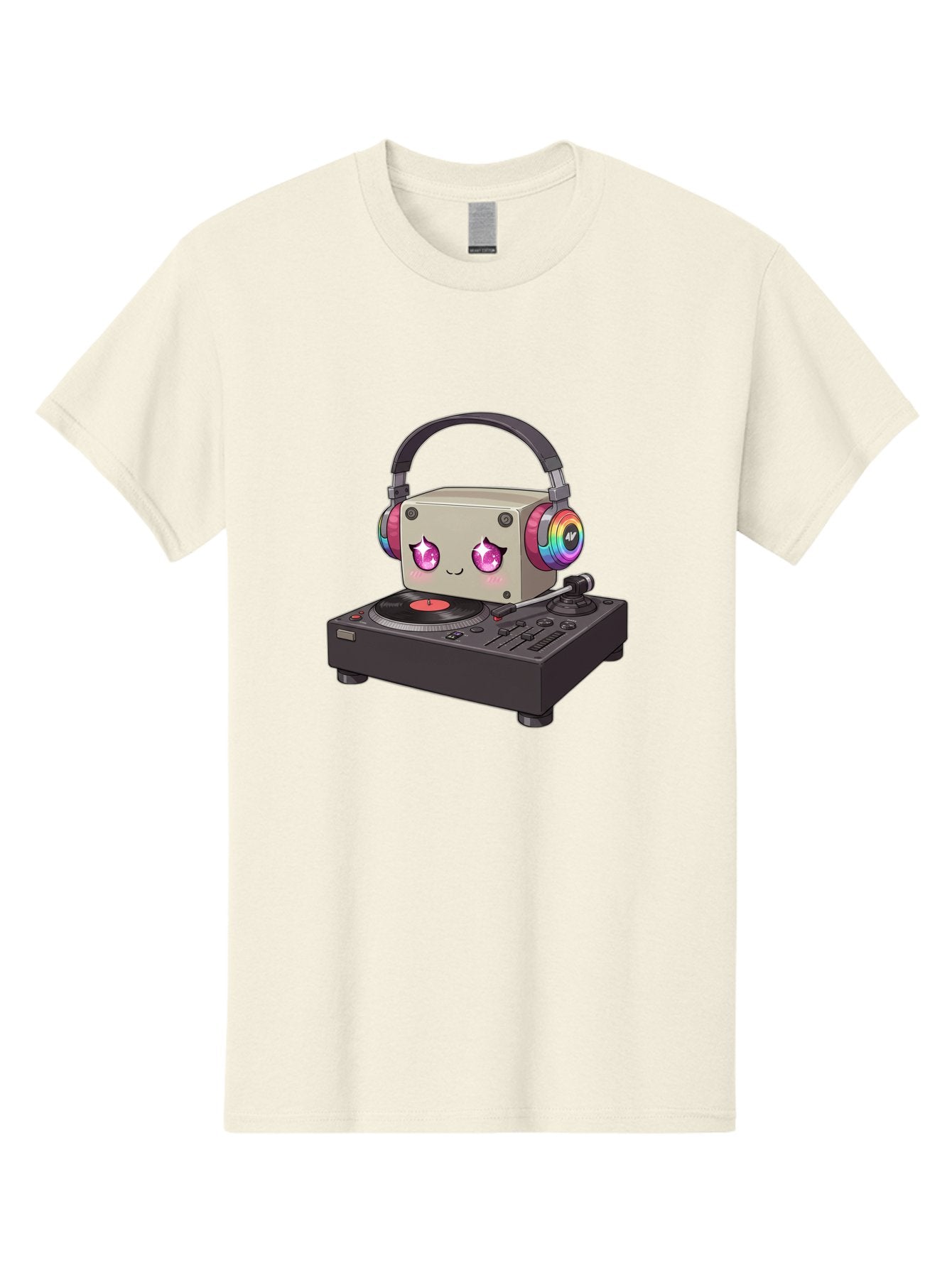 Dj-Mixer Men'S Graphic Tee, 100% Cotton, Comfortable Casual Summer Wear, Machine Washable, Cartoon Boombox, Dj Equipment, Vinyl Record, Music Headphones, Colorful Accents, Kawaii Style, Music Production, Electronic Dance Music, Dj Culture Bad042 12