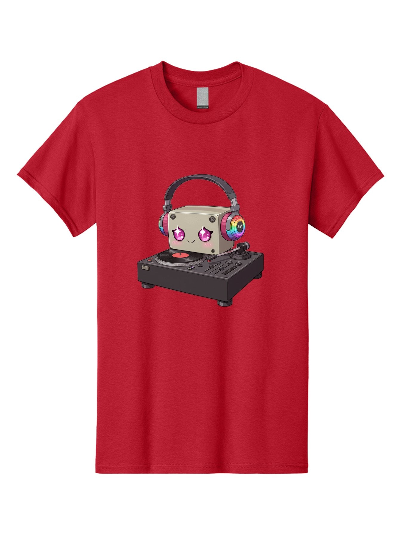 Dj-Mixer Men'S Graphic Tee, 100% Cotton, Comfortable Casual Summer Wear, Machine Washable, Cartoon Boombox, Dj Equipment, Vinyl Record, Music Headphones, Colorful Accents, Kawaii Style, Music Production, Electronic Dance Music, Dj Culture Bad042 14