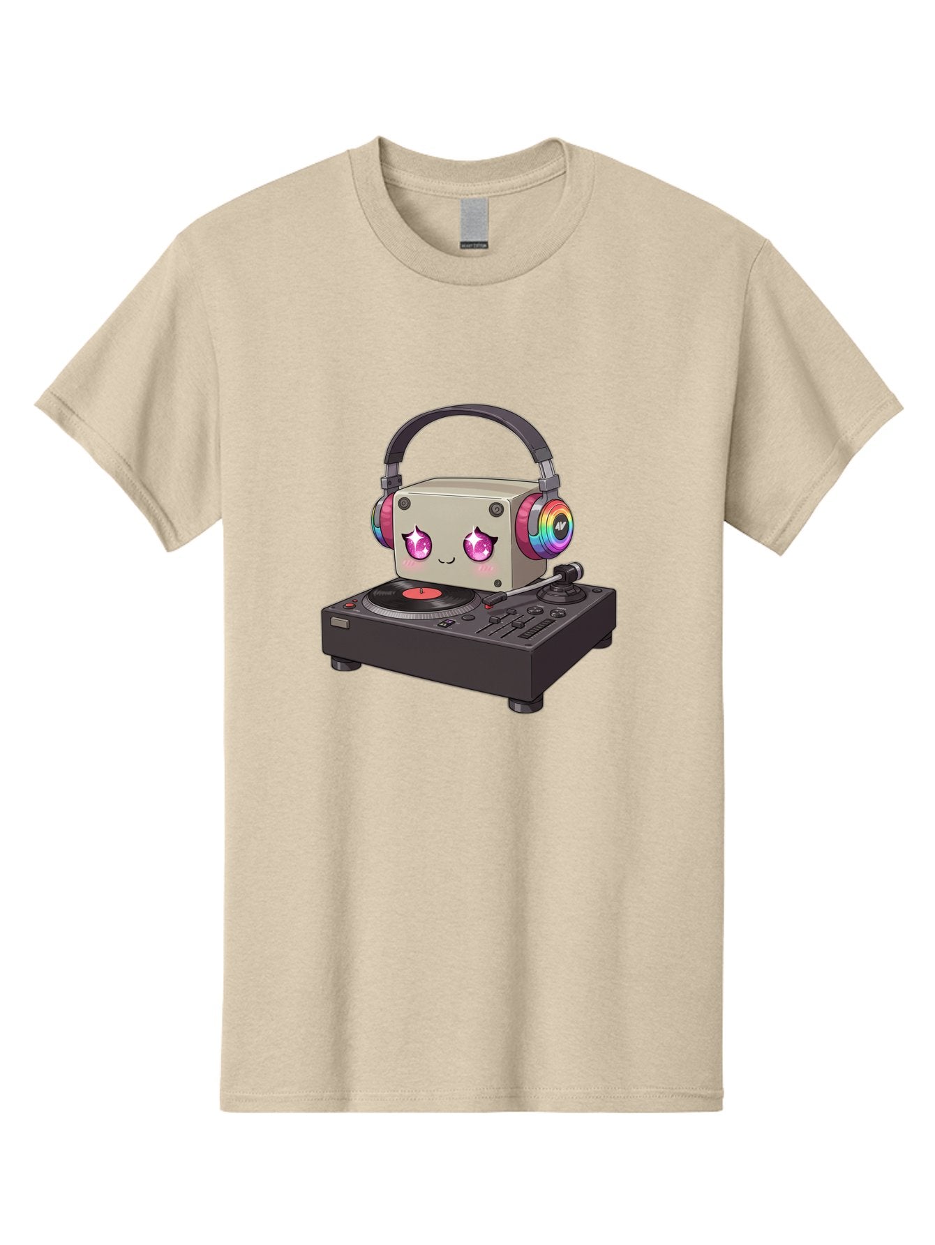Dj-Mixer Men'S Graphic Tee, 100% Cotton, Comfortable Casual Summer Wear, Machine Washable, Cartoon Boombox, Dj Equipment, Vinyl Record, Music Headphones, Colorful Accents, Kawaii Style, Music Production, Electronic Dance Music, Dj Culture Bad042 15