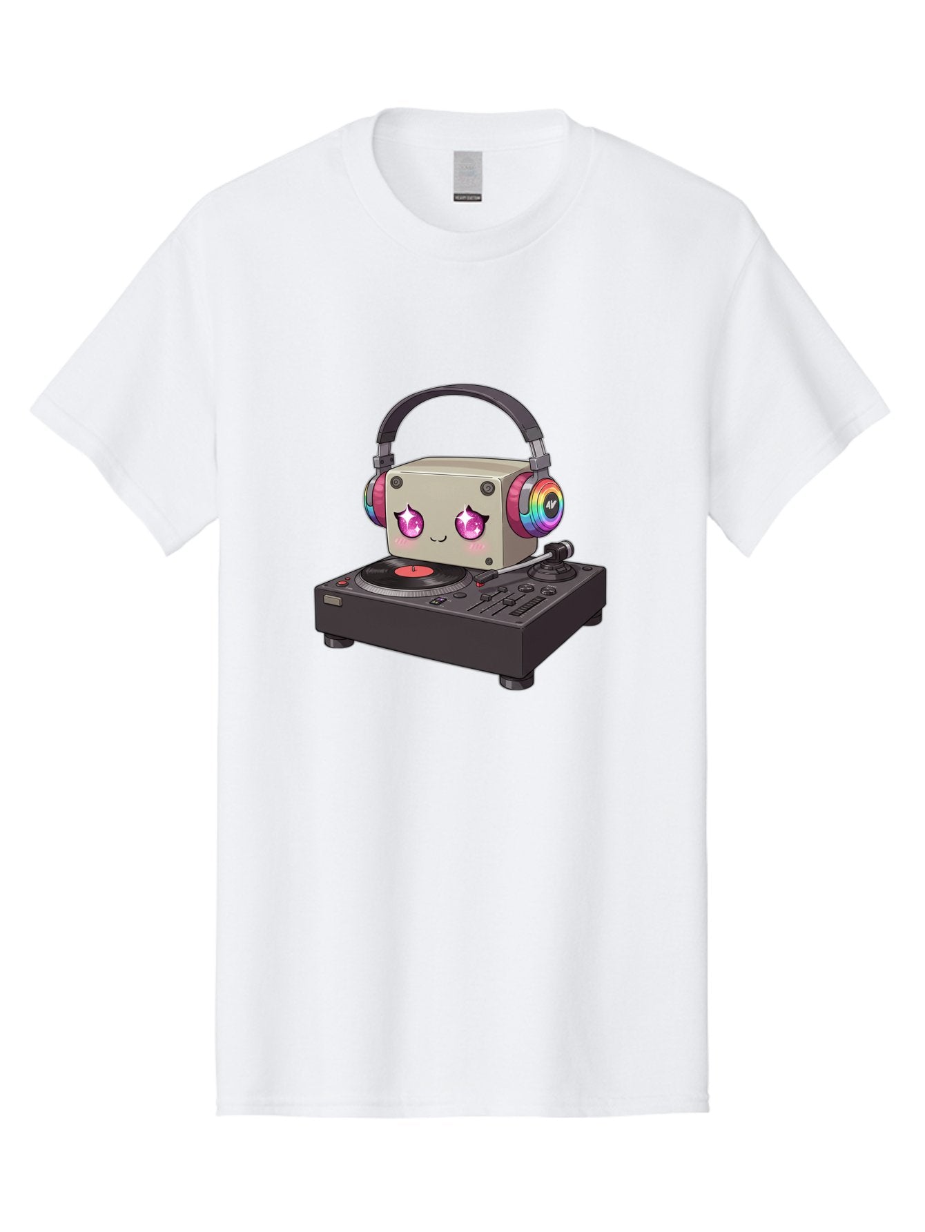 Dj-Mixer Men'S Graphic Tee, 100% Cotton, Comfortable Casual Summer Wear, Machine Washable, Cartoon Boombox, Dj Equipment, Vinyl Record, Music Headphones, Colorful Accents, Kawaii Style, Music Production, Electronic Dance Music, Dj Culture Bad042 7