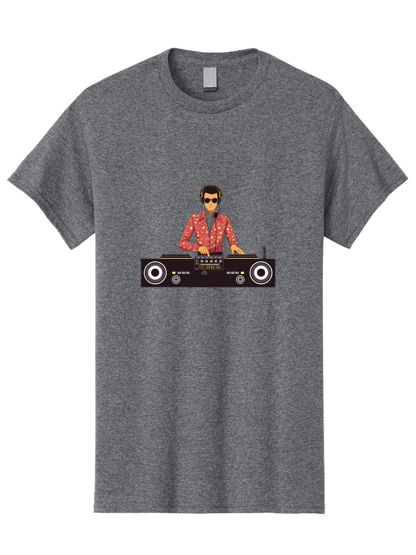 Dj-Mixing Men'S Graphic Tee, 100% Cotton, Comfortable Casual Summer Wear, Machine Washable, Dj Equipment, Vinyl Records, Music Production, Dj Setup, Sound Mix, Electronic Dance Music, Club Night, Turntables, Sound Controllers, Professional Dj Bad044 13