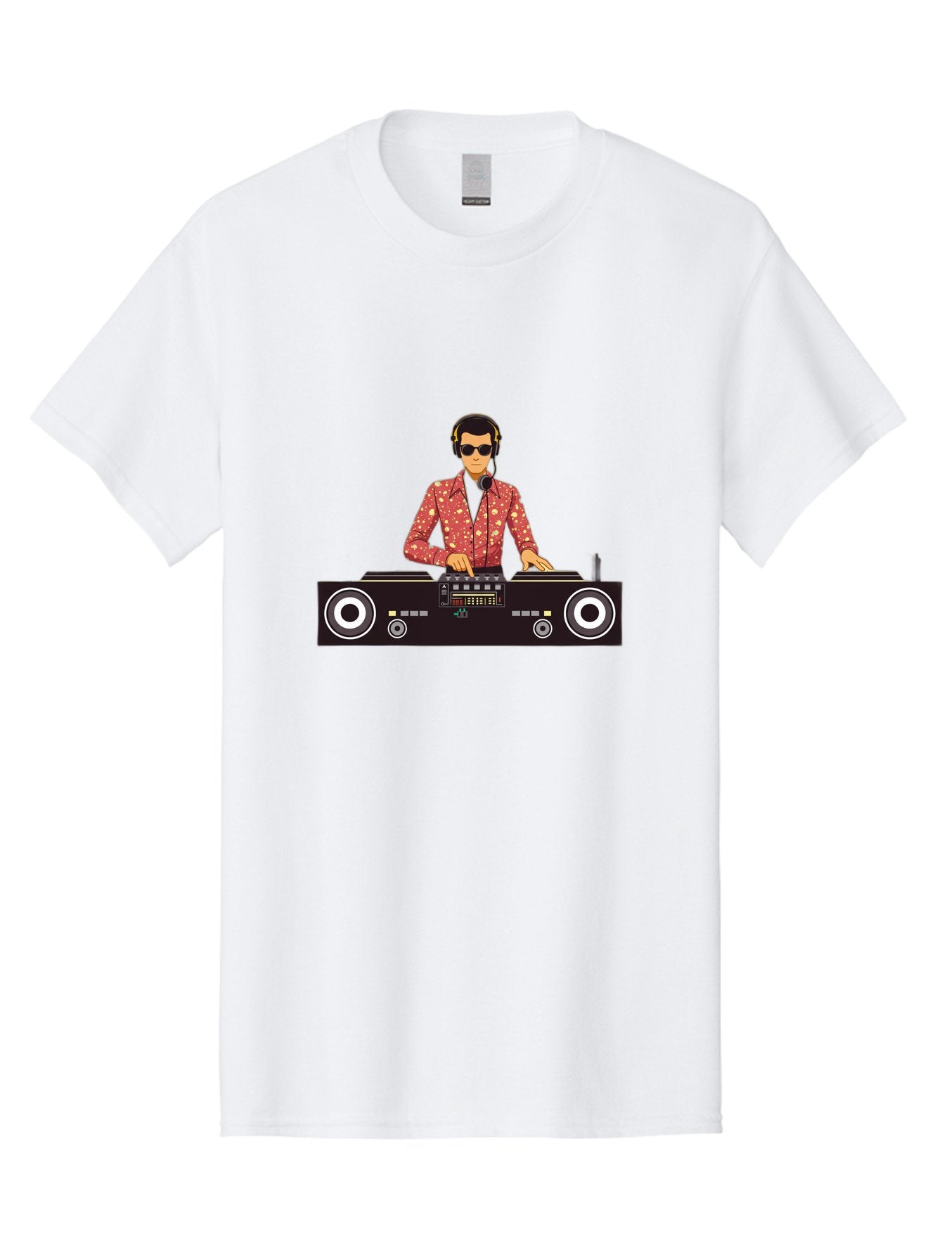 Dj-Mixing Men'S Graphic Tee, 100% Cotton, Comfortable Casual Summer Wear, Machine Washable, Dj Equipment, Vinyl Records, Music Production, Dj Setup, Sound Mix, Electronic Dance Music, Club Night, Turntables, Sound Controllers, Professional Dj Bad044 3