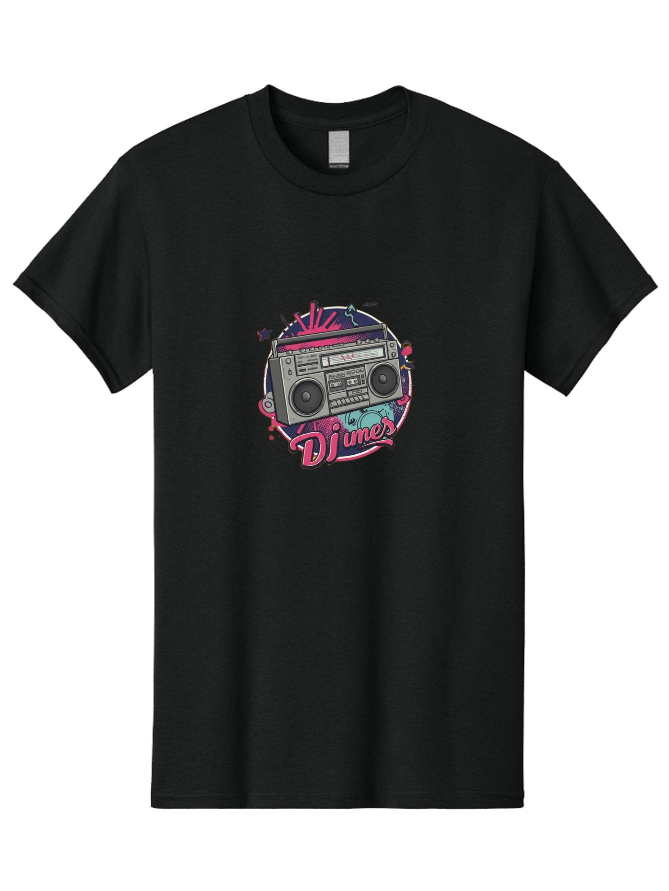Djumer-Boombox Men'S Graphic Tee, 100% Cotton, Comfortable Casual Summer Wear, Machine Washable, Retro Boombox, Vinyl Records, Dj Equipment, Neon Lights, Graffiti Art, Street Culture, Music Beats, Cassette Player, Nostalgic Vibe Bad052 14